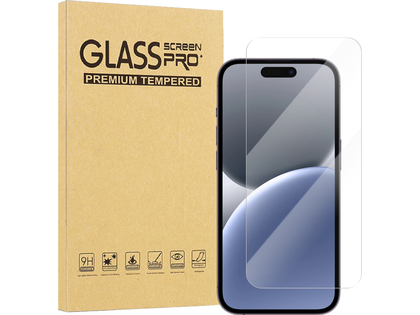 iiglo iPhone 16 Plus / 15 Plus Clear Glass skärmskydd Skärmskydd