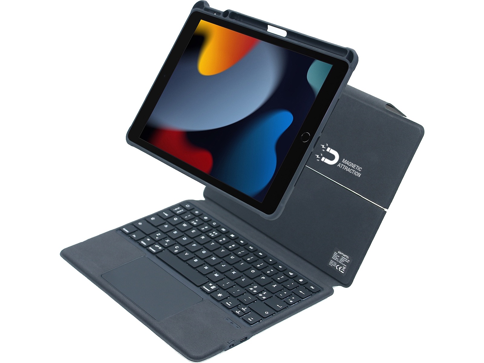 4smarts iPad Pro 13" 2-i-1 Tangentbordfodral (grå) Tangentbord och pennor