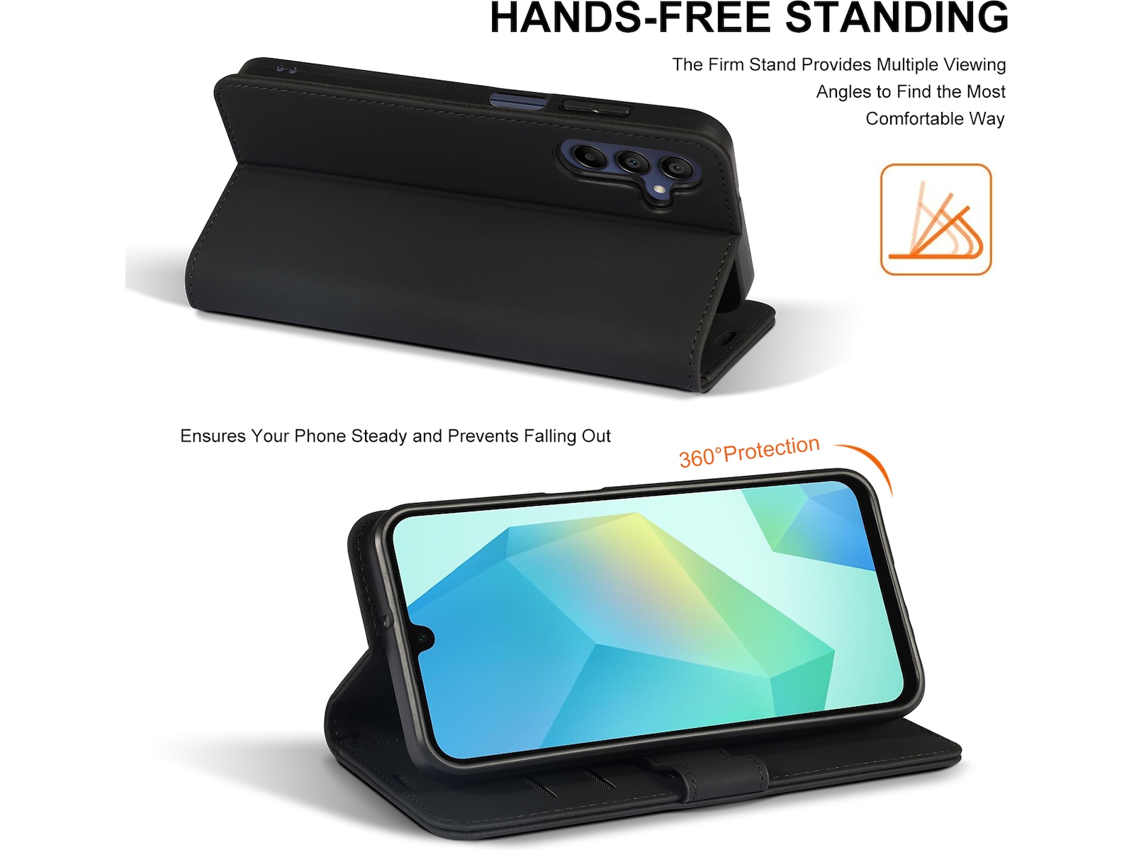 iiglo Galaxy A16 Plånboksfodral (svart) Skydd