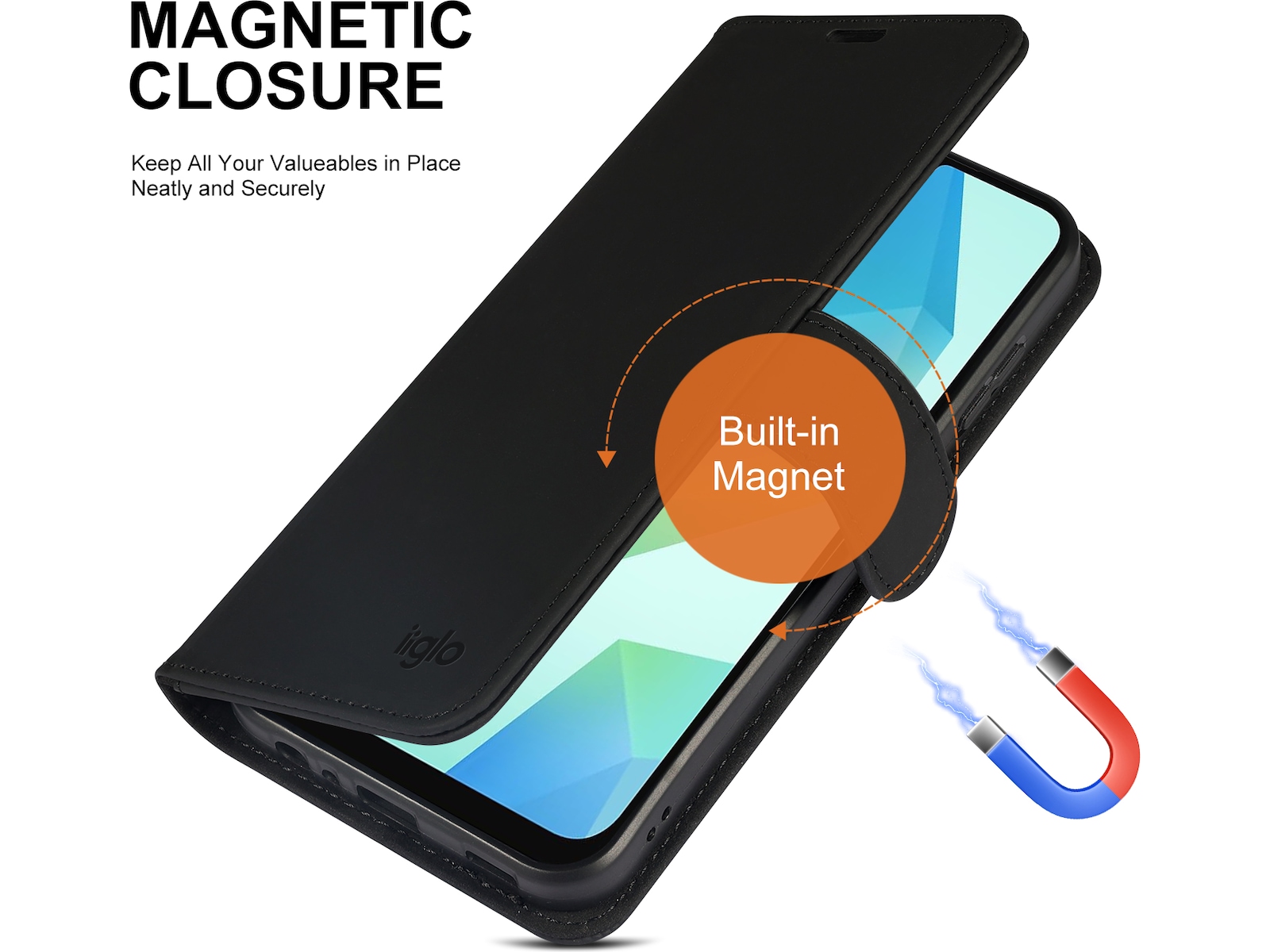 iiglo Galaxy A16 Plånboksfodral (svart) Skydd