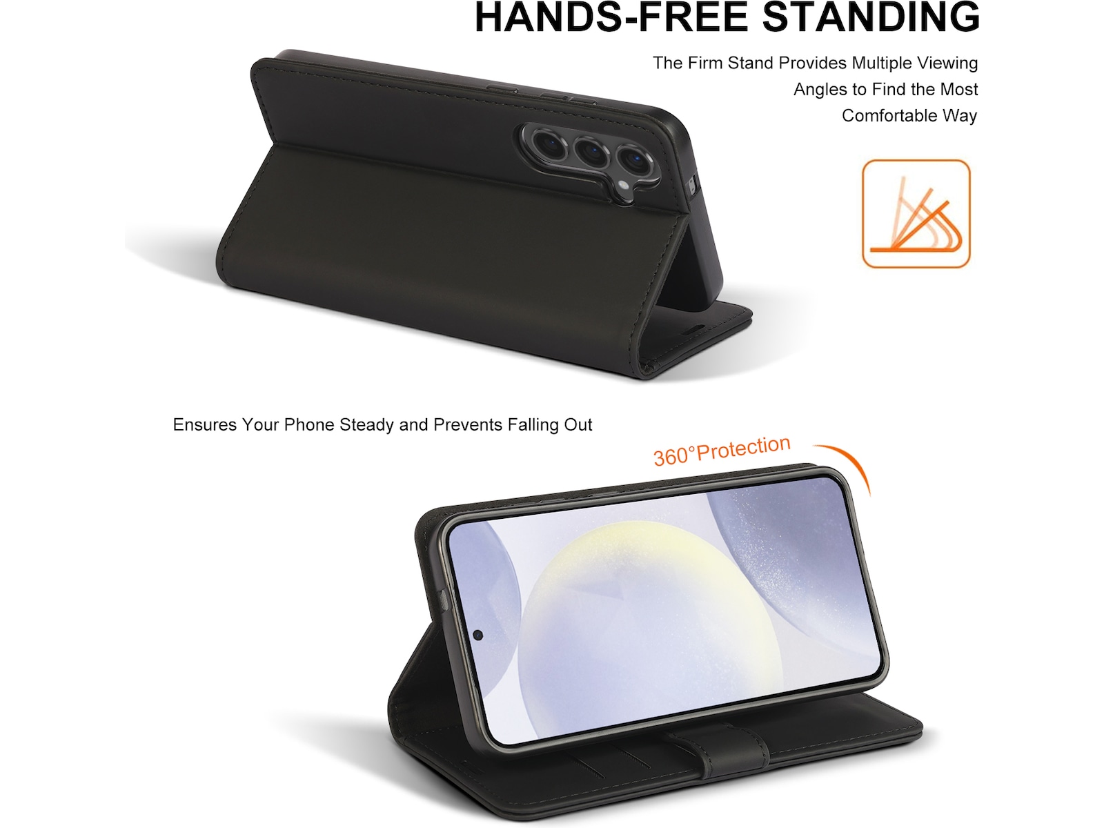 iiglo Galaxy S25+ Plånboksfodral (svart) Skydd