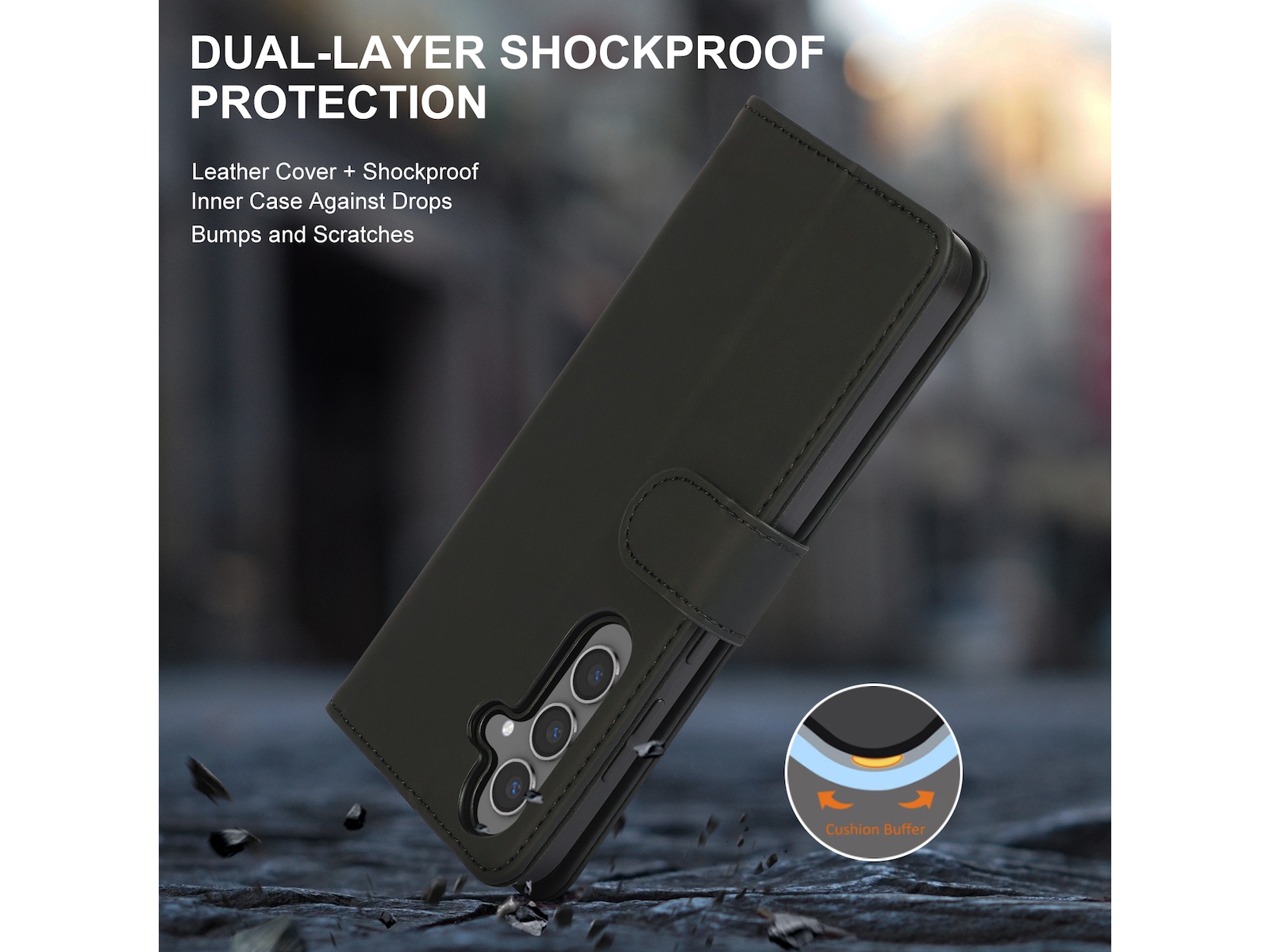 iiglo Galaxy S25+ Plånboksfodral (svart) Skydd