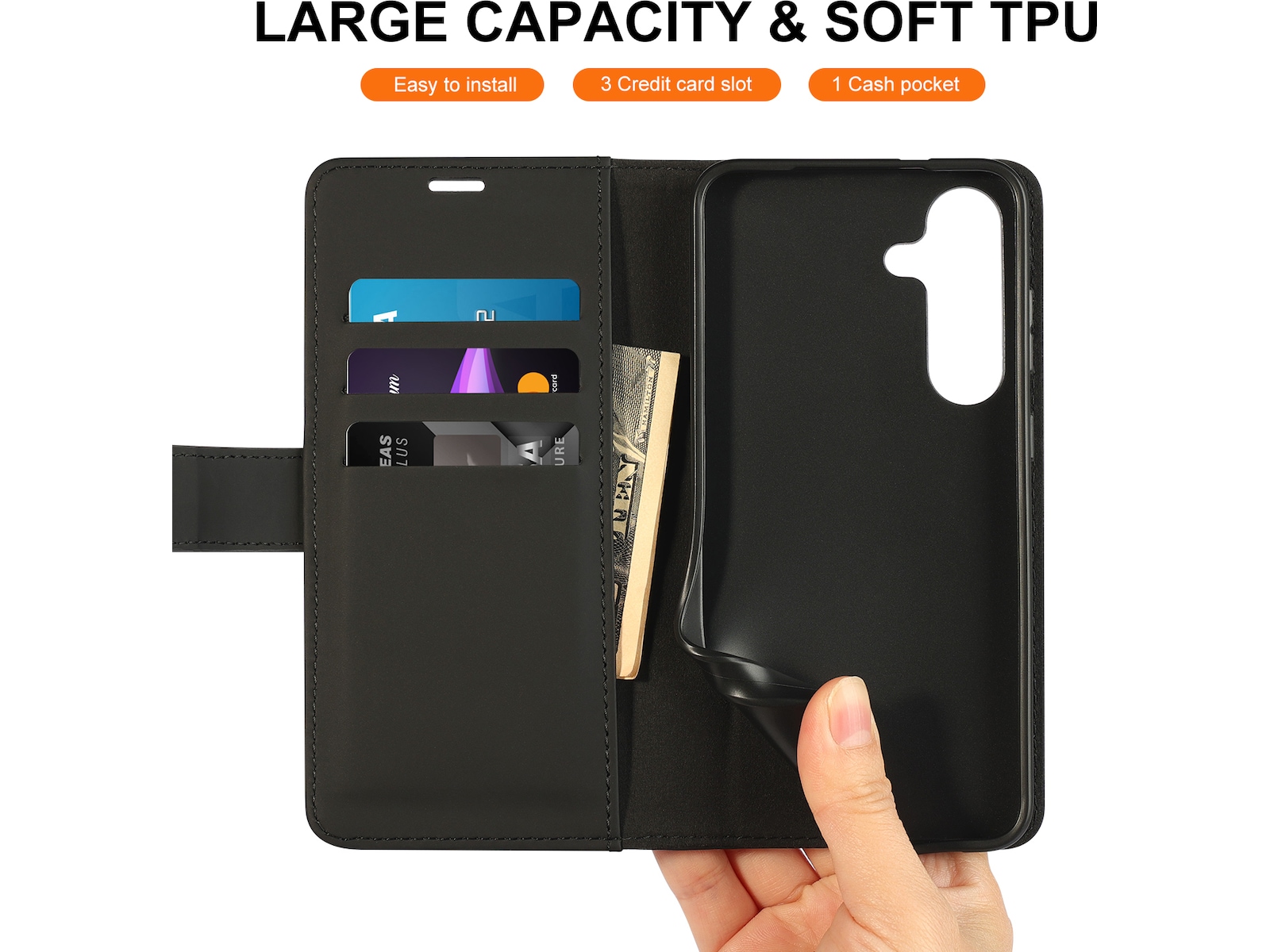 iiglo Galaxy S25+ Plånboksfodral (svart) Skydd