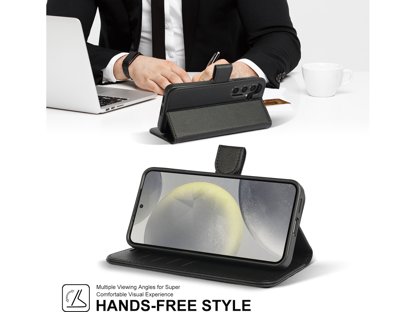 iiglo Galaxy S24 2-i-1 Plånboksfodral (svart) Skydd