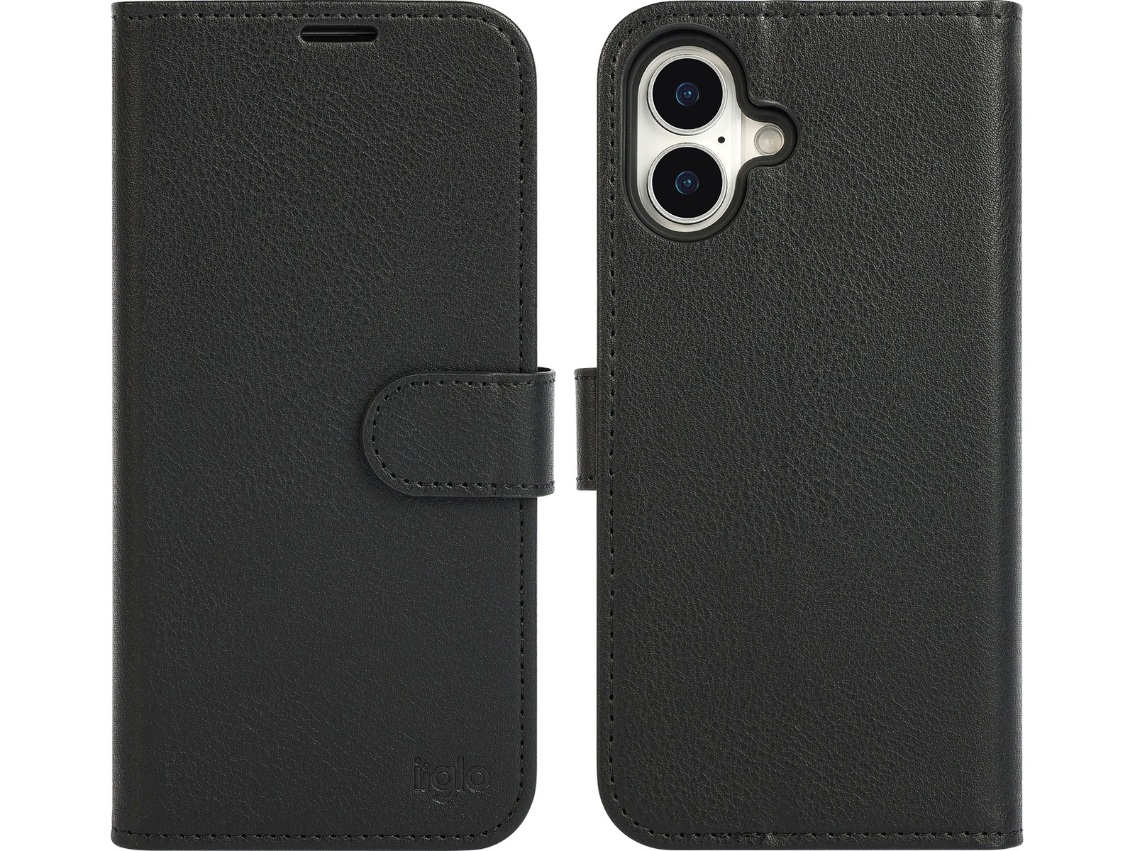 iiglo iPhone 16 Plus 2-i-1 Plånboksfodral (svart) Skydd