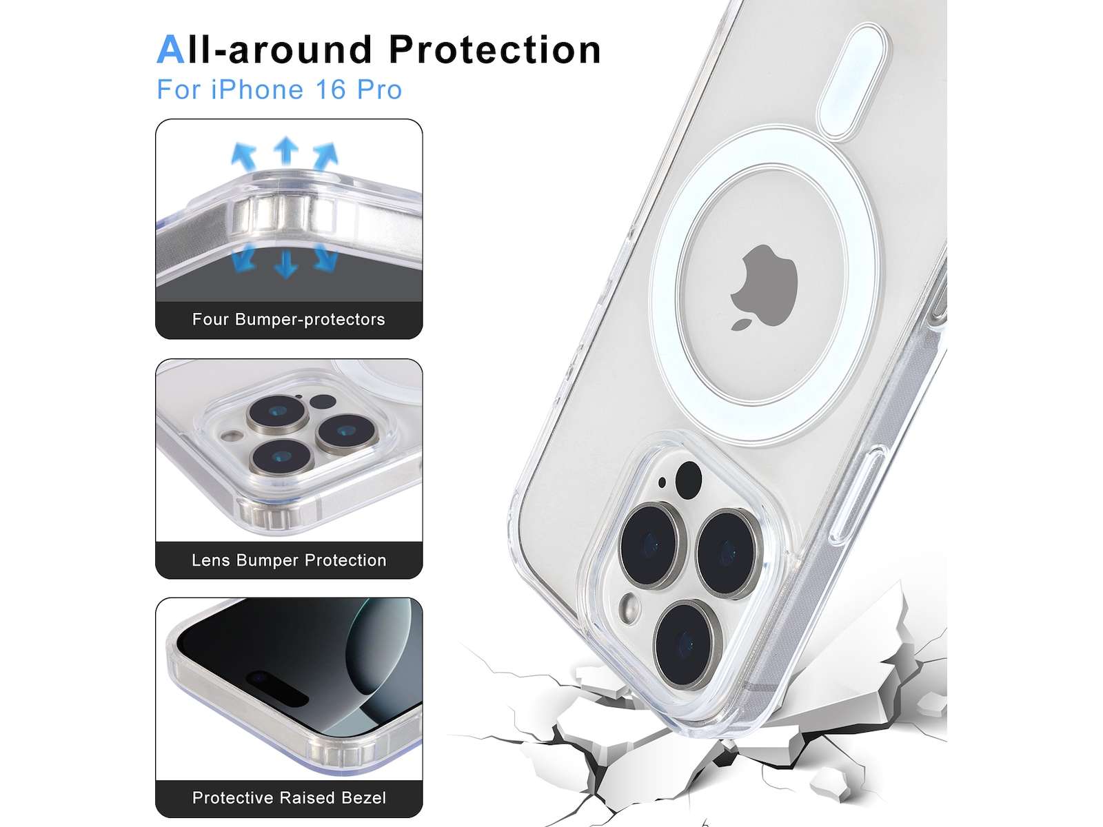 iiglo iPhone 16 Pro Magnetic Silikonskal (transparent) Skydd