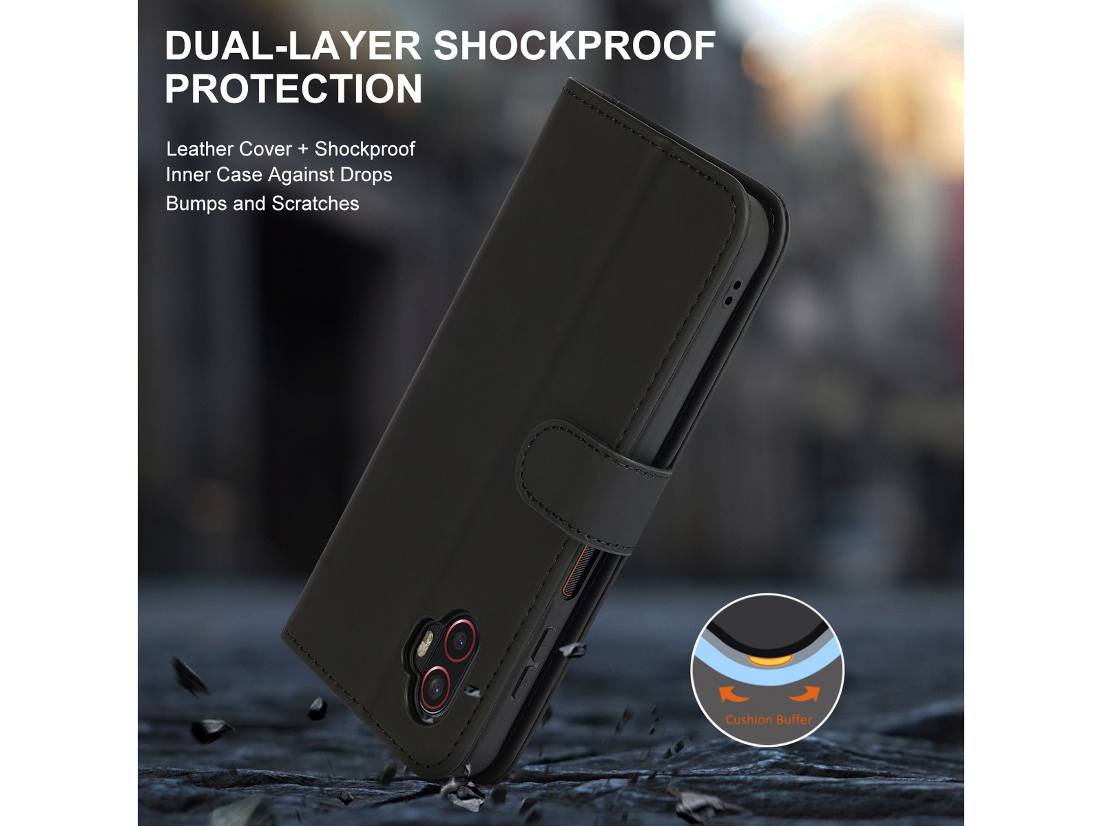 iiglo Galaxy Xcover 7 Pro Plånboksfodral (svart) Skydd