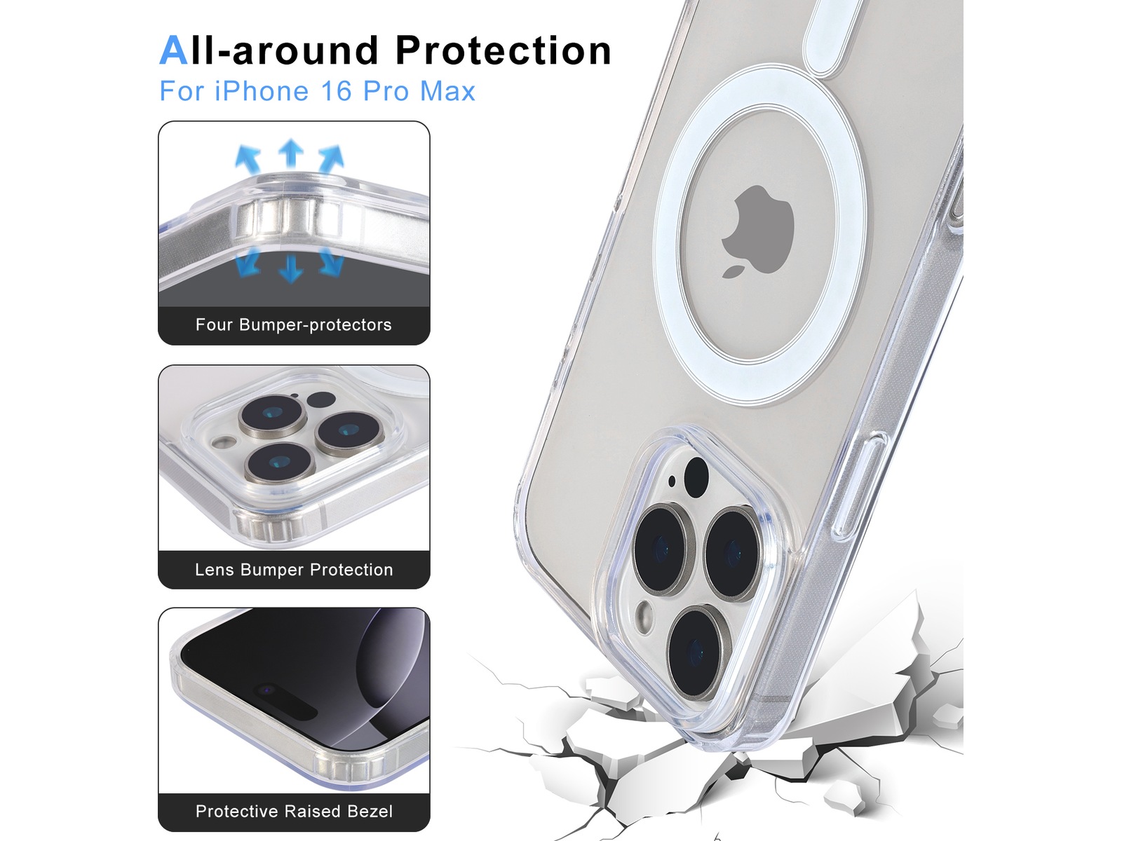 iiglo iPhone 16 Pro Max Magnetic Clear Case (transparent) Skydd