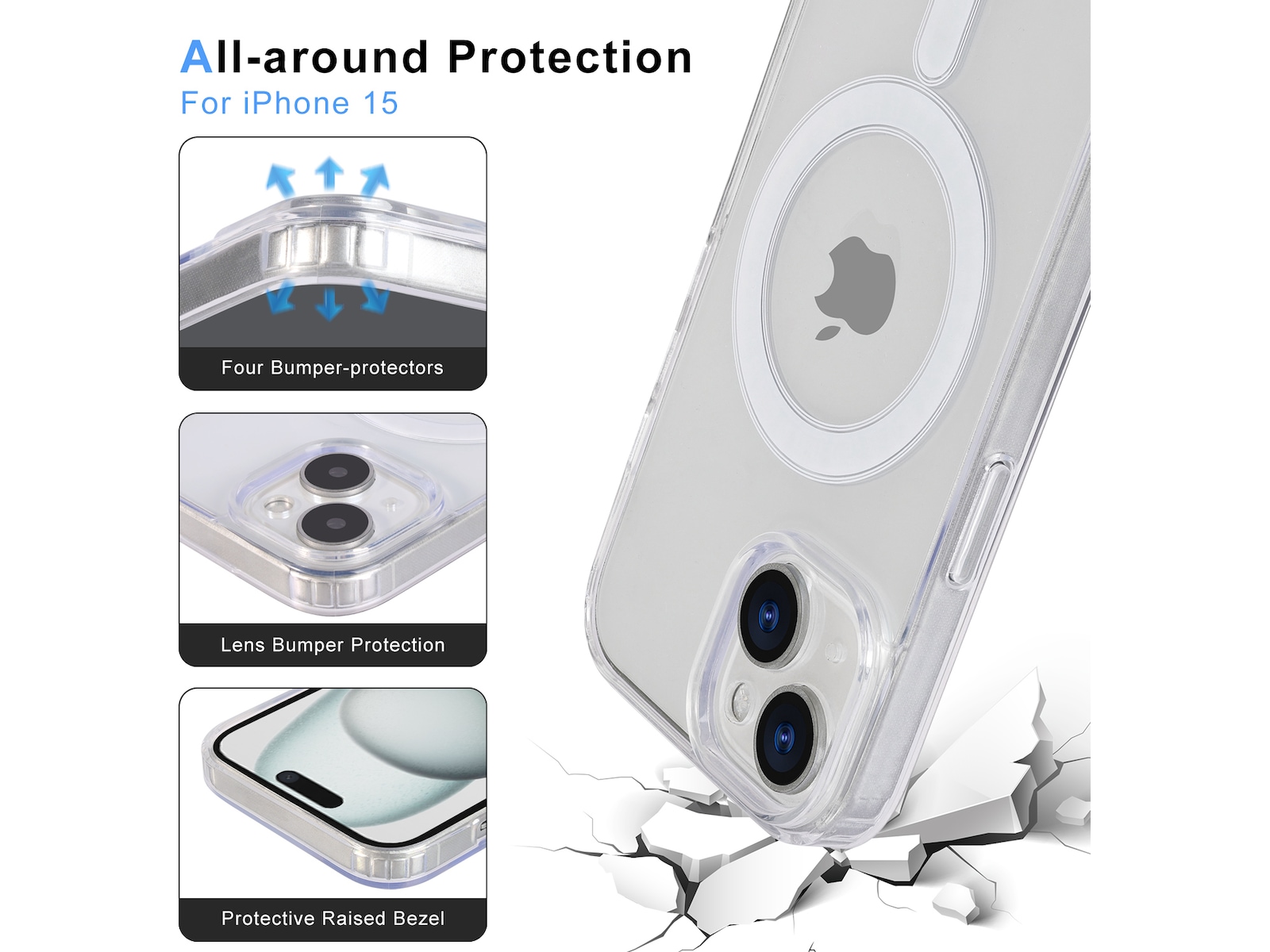 iiglo iPhone 15 Magnetic Silikonskal (transparent) Skydd