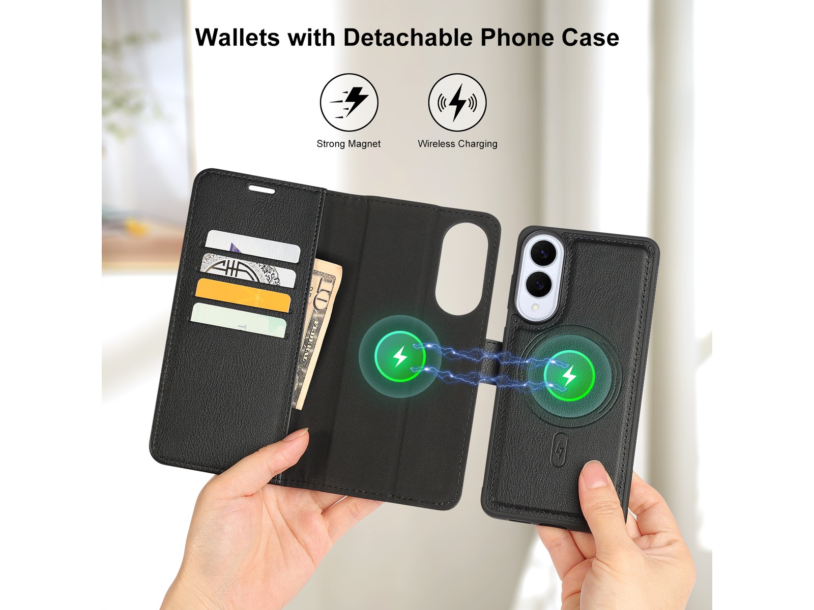 iiglo Galaxy S25 Edge 2-i-1 Plånboksfodral (svart) Skydd