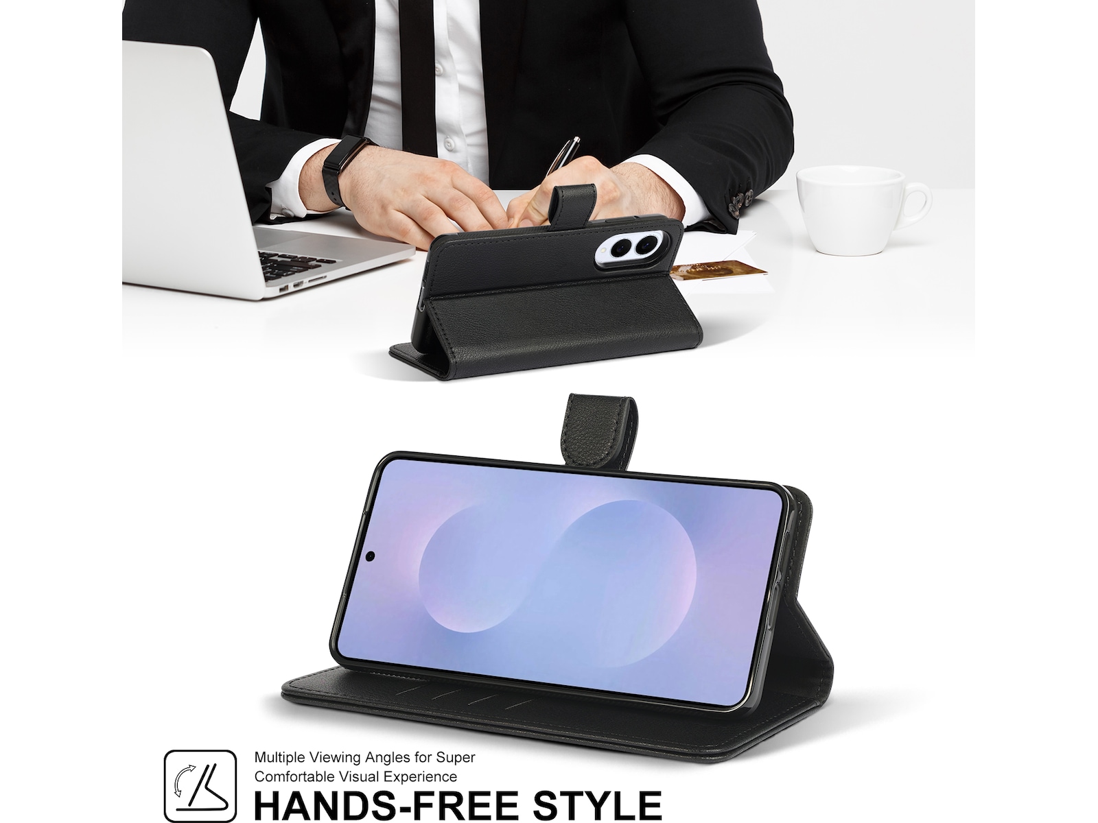 iiglo Galaxy S25 Edge 2-i-1 Plånboksfodral (svart) Skydd