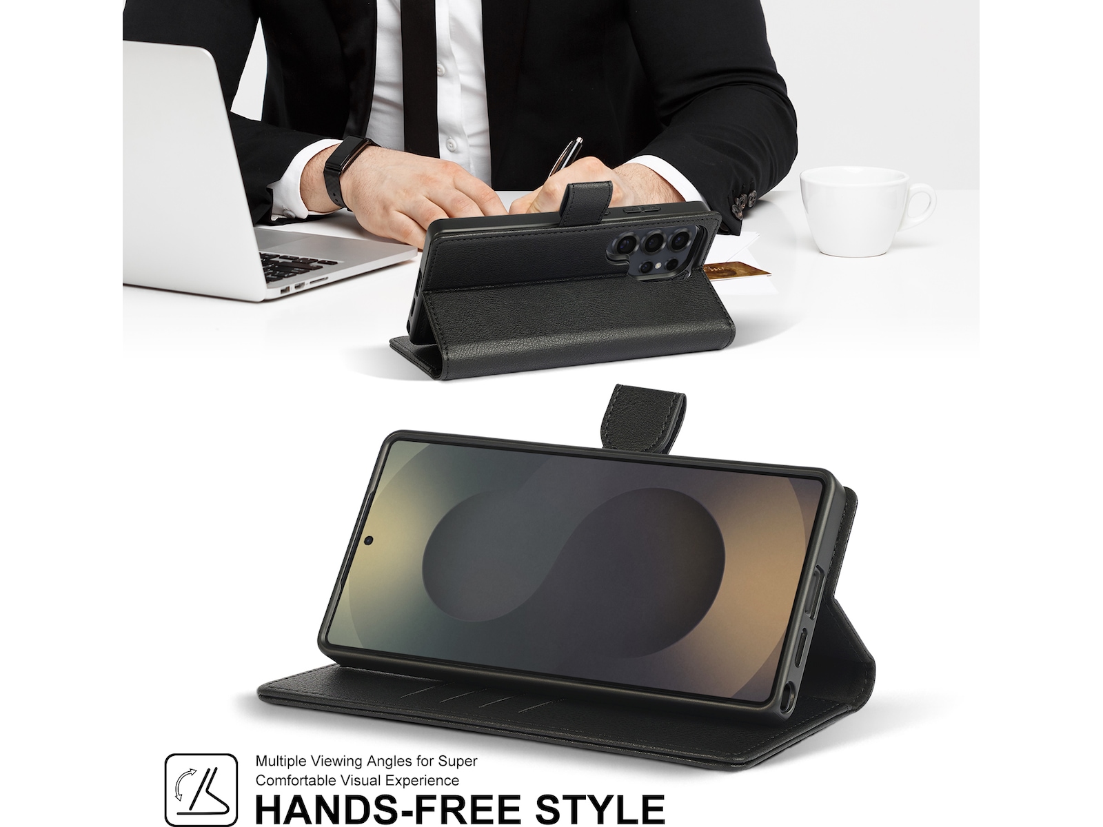 iiglo Galaxy S25 Ultra 2-i-1 Plånboksfodral (svart) Skydd