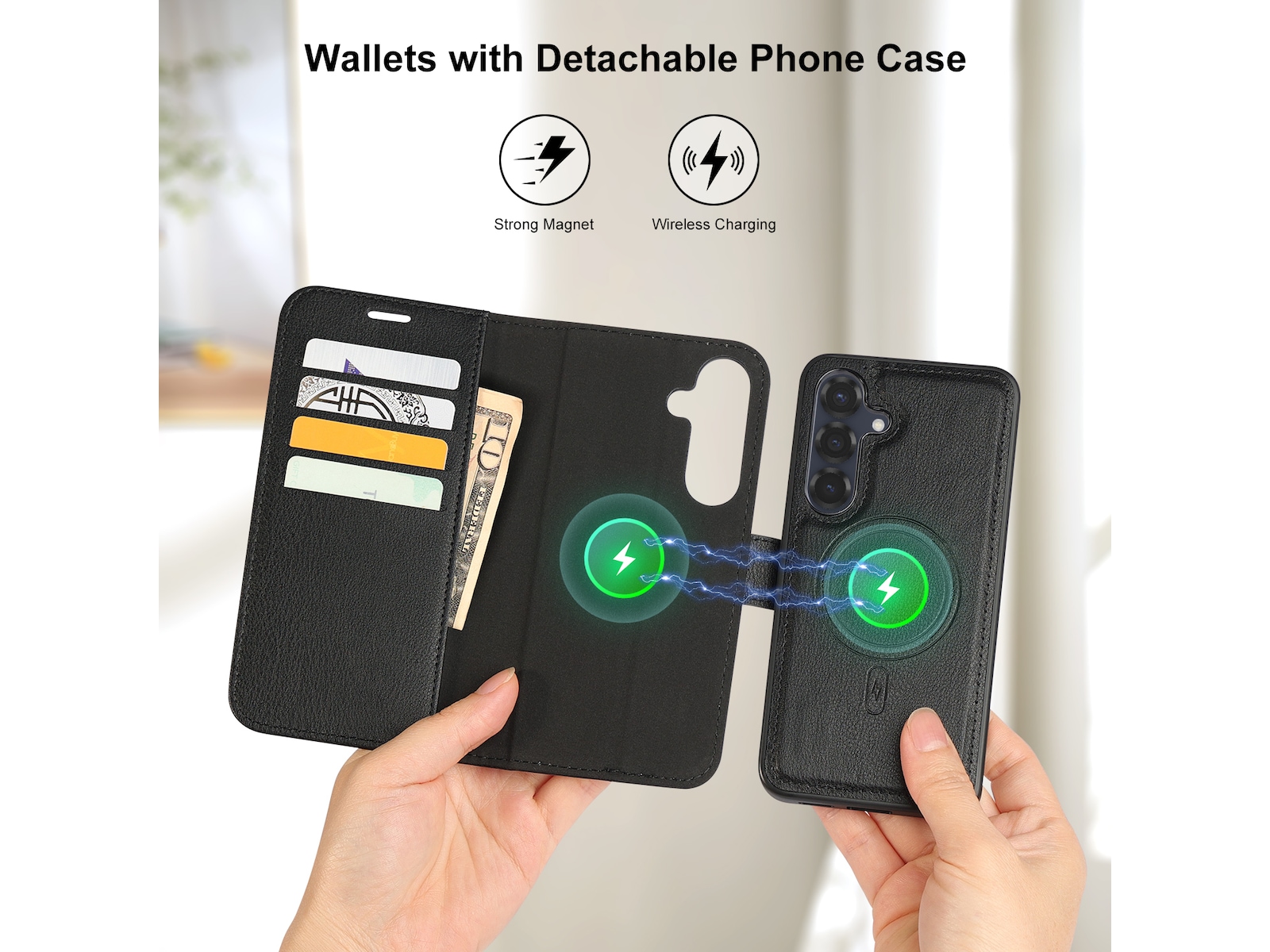 iiglo Galaxy S25 2-i-1 Plånboksfodral (svart) Skydd