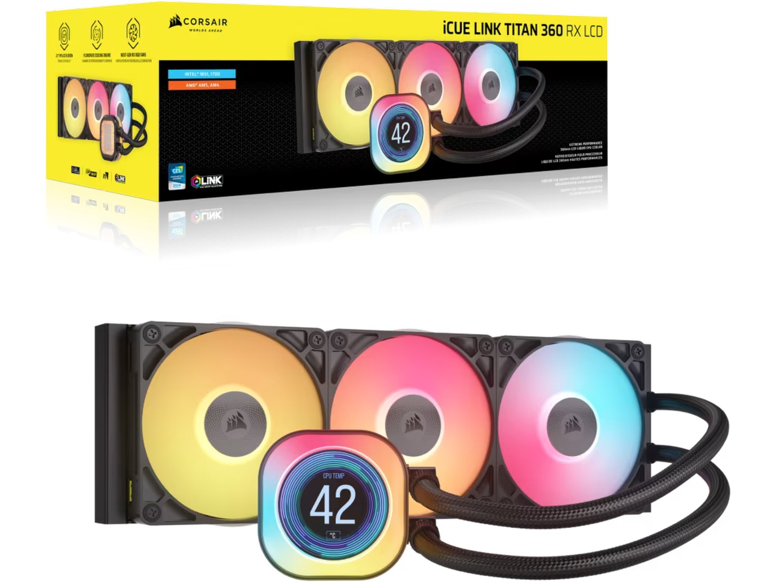 Corsair iCUE LINK TITAN 360 RX LCD AIO Kylare (svart) CPU - Vattenkylning