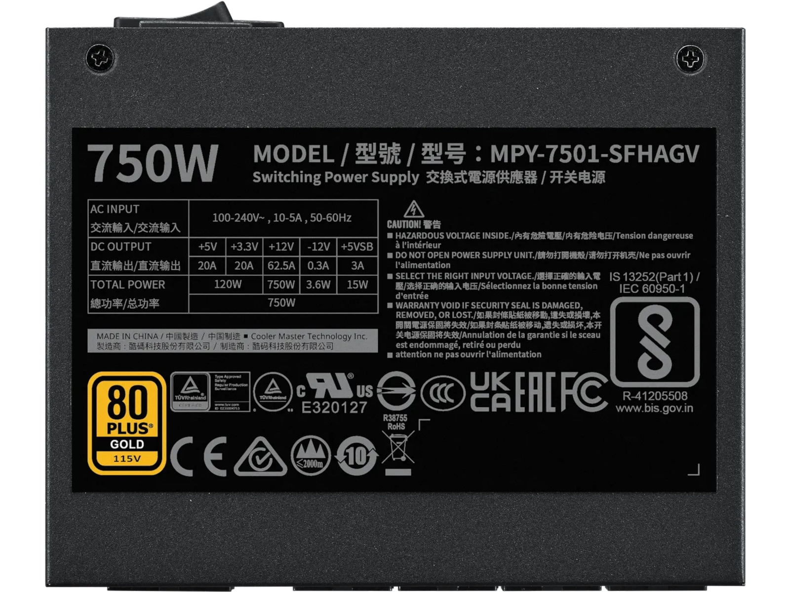 Cooler Master V SFX Gold 750 PSU (svart) Nätaggregat