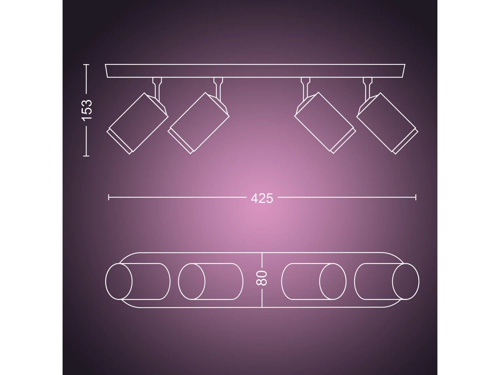 Philips Hue Fugato med 4 spotlights (svart) Taklampa