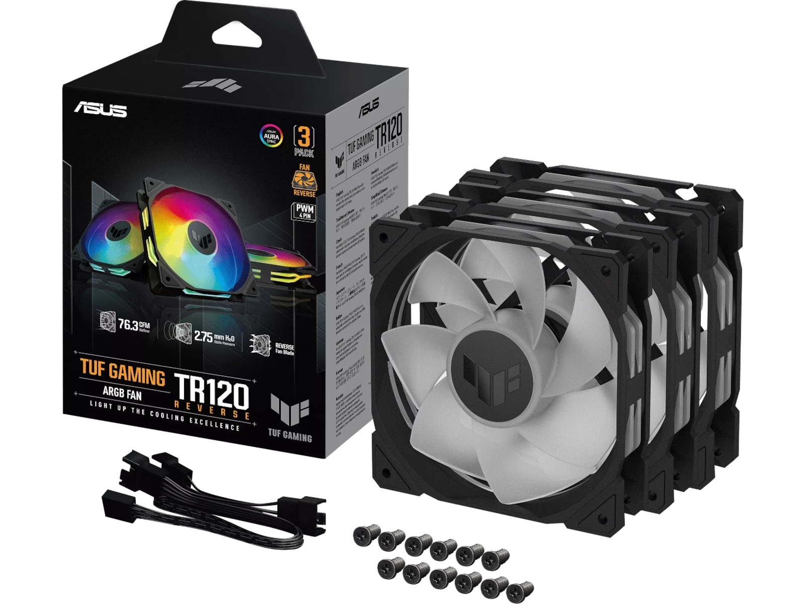 Asus TUF Gaming TR120 ARGB Reverse Fläkt 3pk (svart) Fläkt