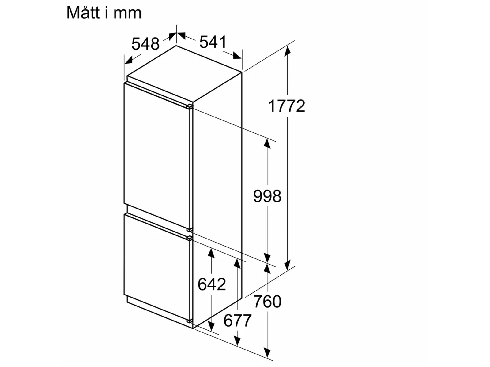 Siemens KI86NVSE0 IQ300 Integrert kyl/frys Kyl & frys kombiskåp
