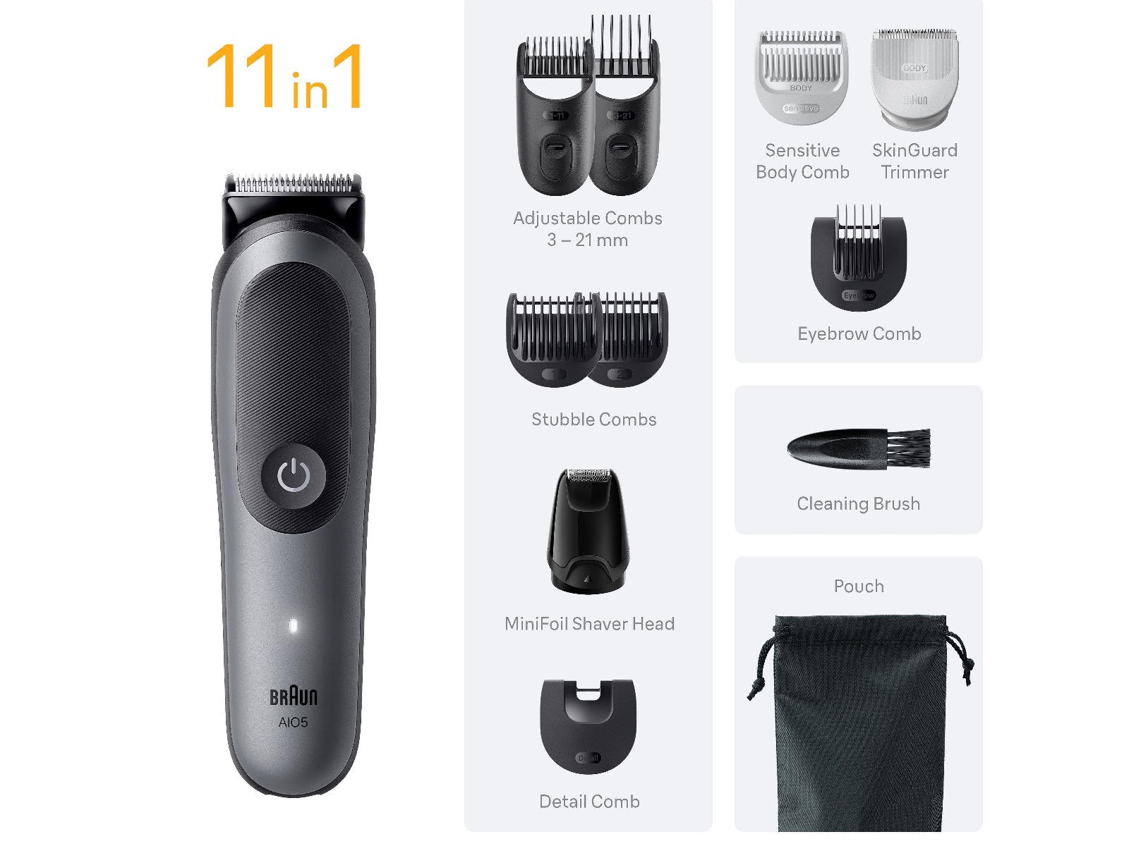 Braun Series 5 All-in-One grooming-set (grå) Hårtrimmer