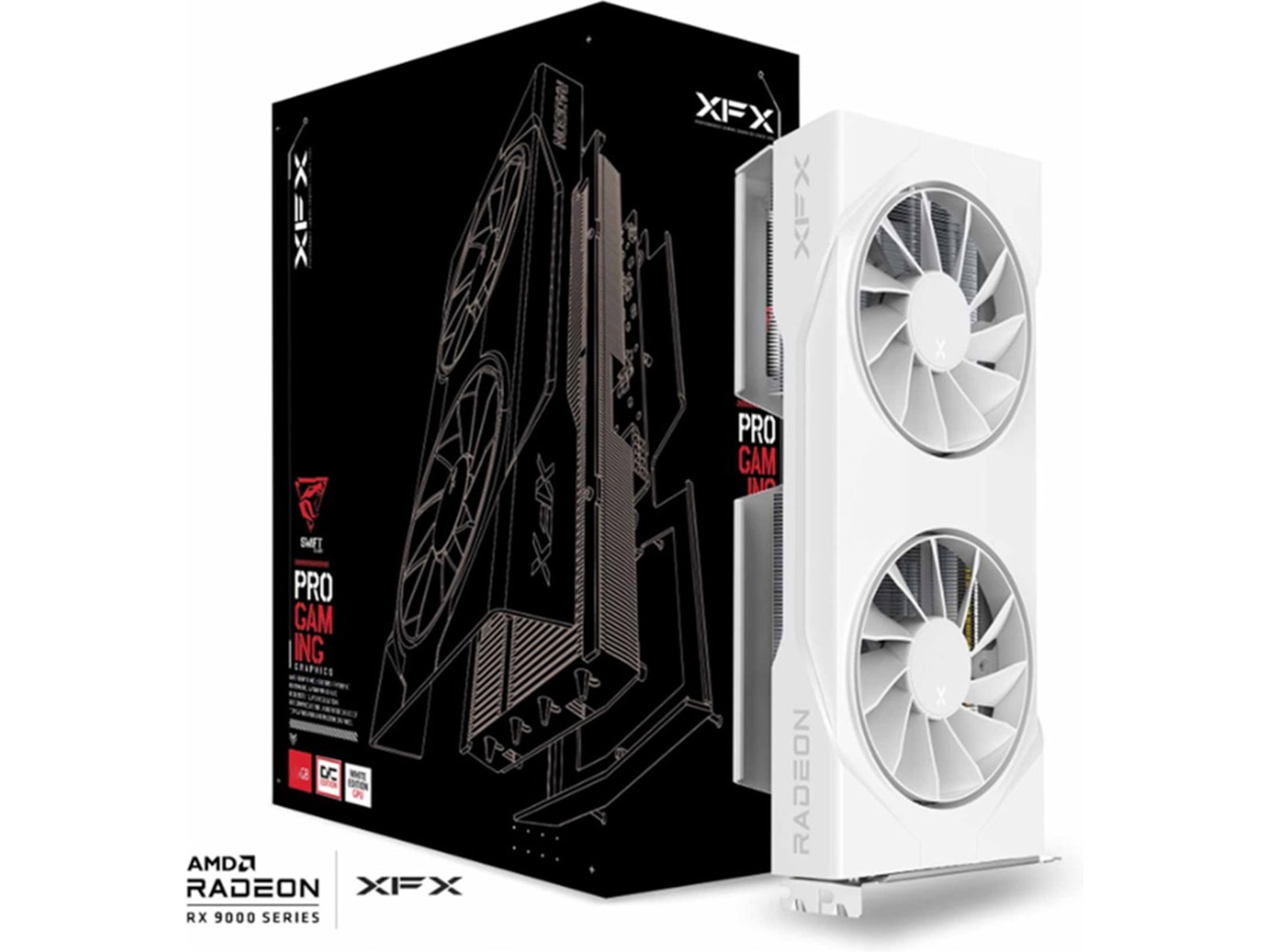 XFX Swift AMD Radeon RX 9060 XT OC Gaming (vit) Grafikkort