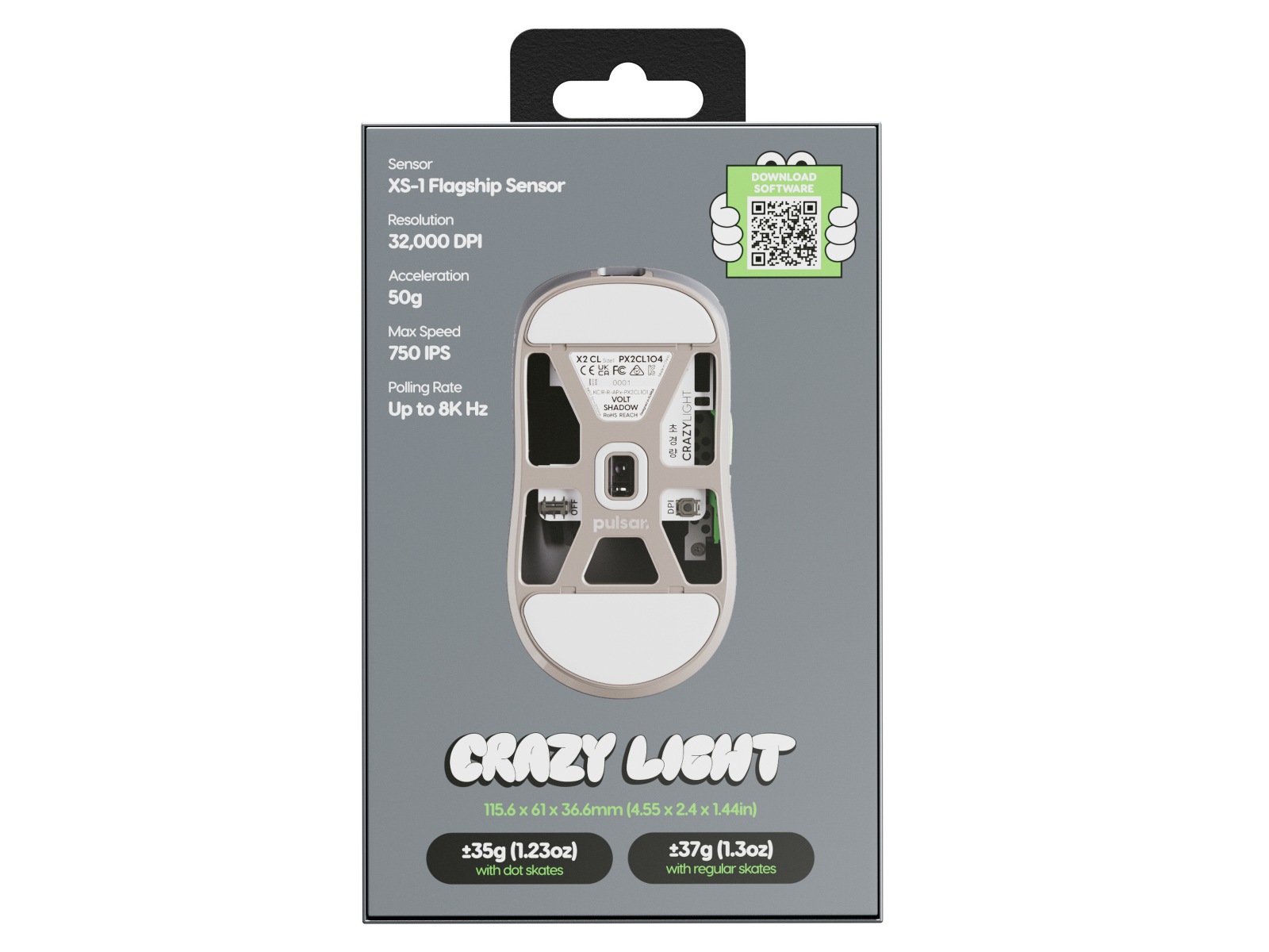 Pulsar X2 CrazyLight Trådlös Gamingmus (Volt Shadow) Gamingmus