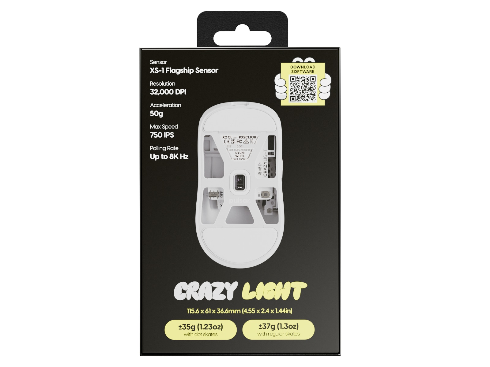 Pulsar X2 CrazyLight Trådlös Gamingmus (Uyuni White) Gamingmus