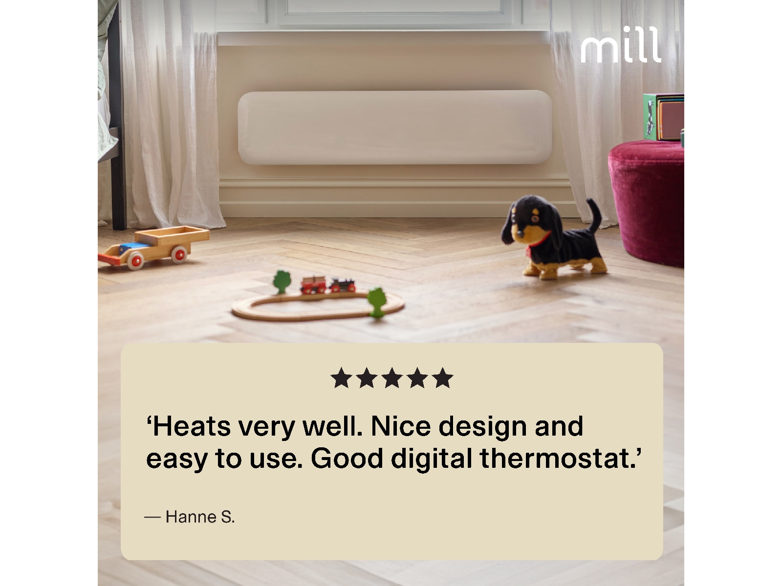 Mill Invisible Panelelement 850W (vit) Panelelement