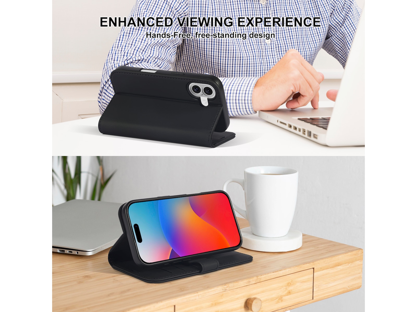 iiglo iPhone 16 Plånboksfodral (svart) Skydd