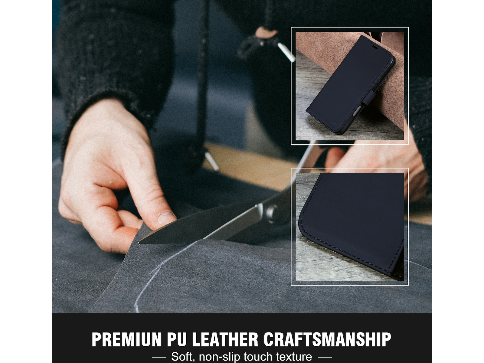 iiglo iPhone 16 Pro Max Plånboksfodral (svart) Skydd