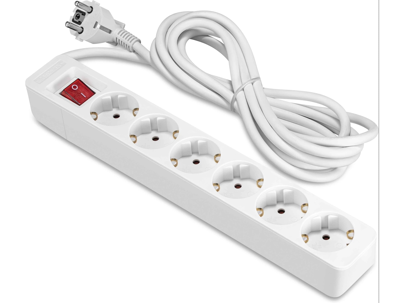 ON 6-vägs strömförgrening 3m Förlängningskabel & förgrening