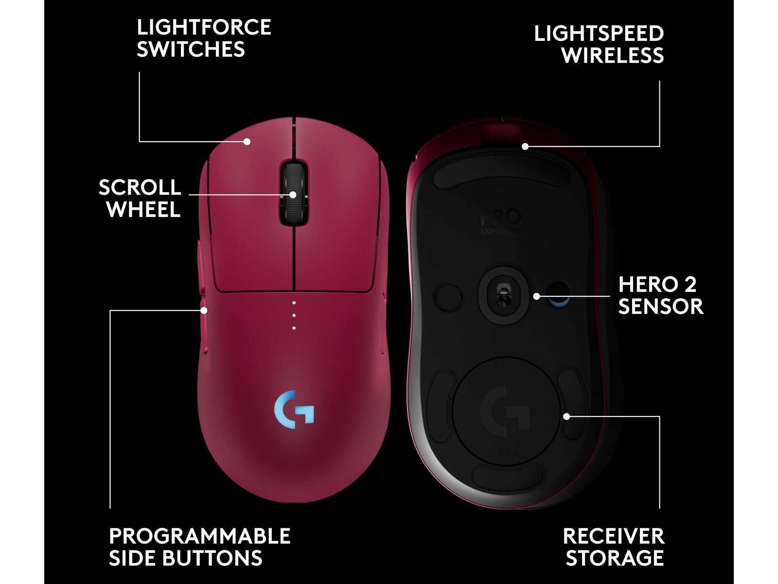 Logitech PRO 2 Lightspeed Trådlös Gamingmus (rosa) Gamingmus