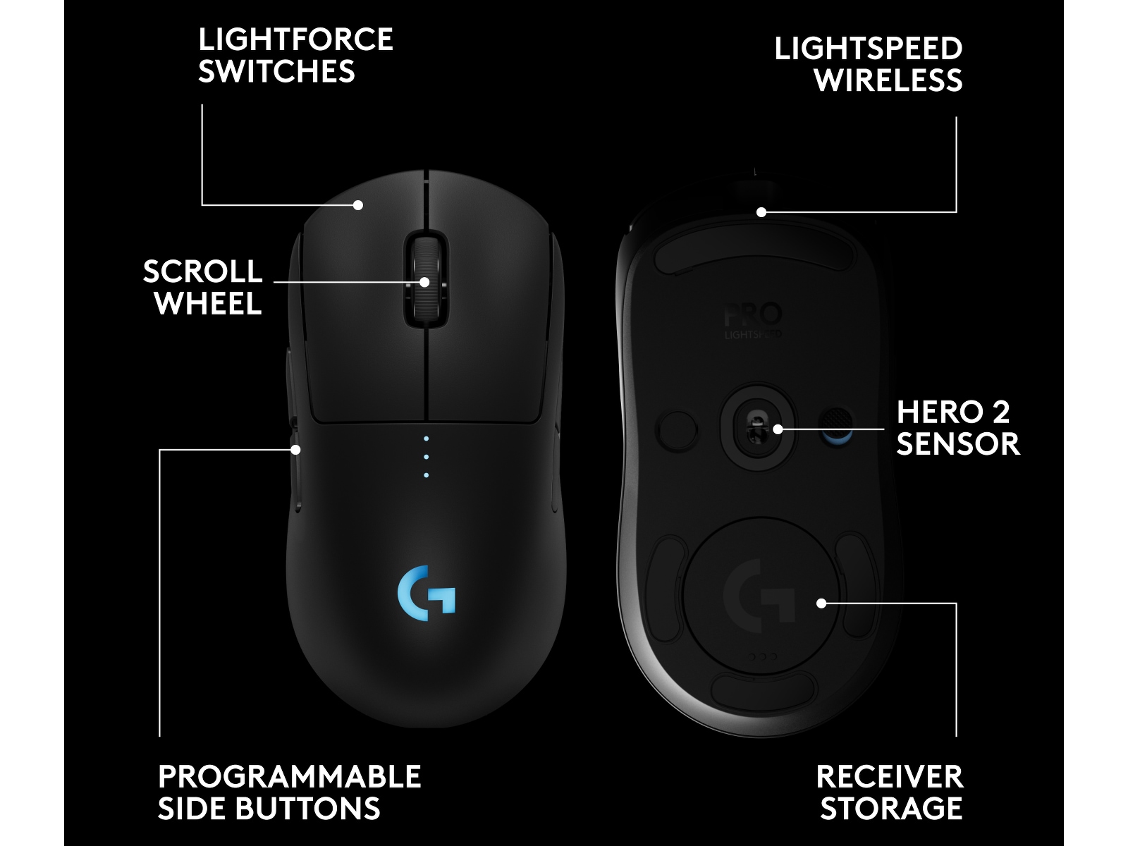 Logitech PRO 2 Lightspeed Trådlös Gamingmus (svart) Gamingmus