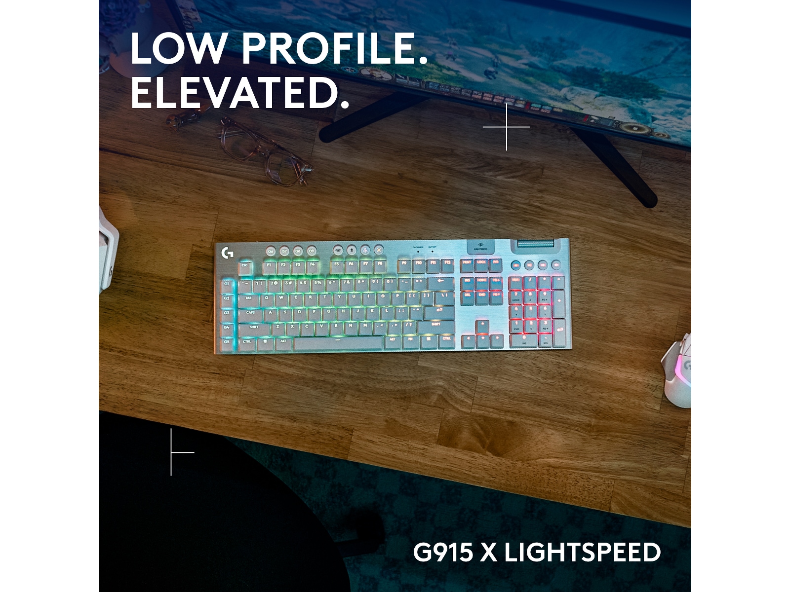 Logitech G915 X Lightspeed Trådlös Gamingtangentbord (vit) Gamingtangentbord