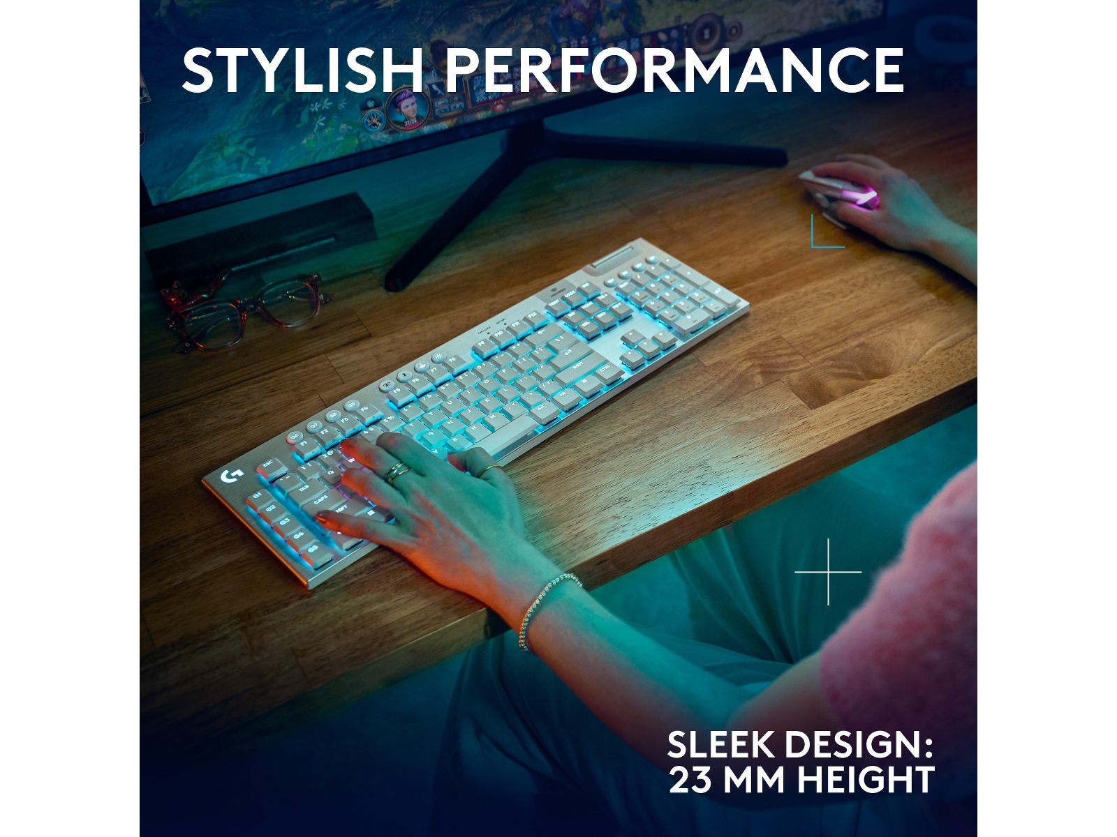 Logitech G915 X Lightspeed Trådlös Gamingtangentbord (vit) Gamingtangentbord