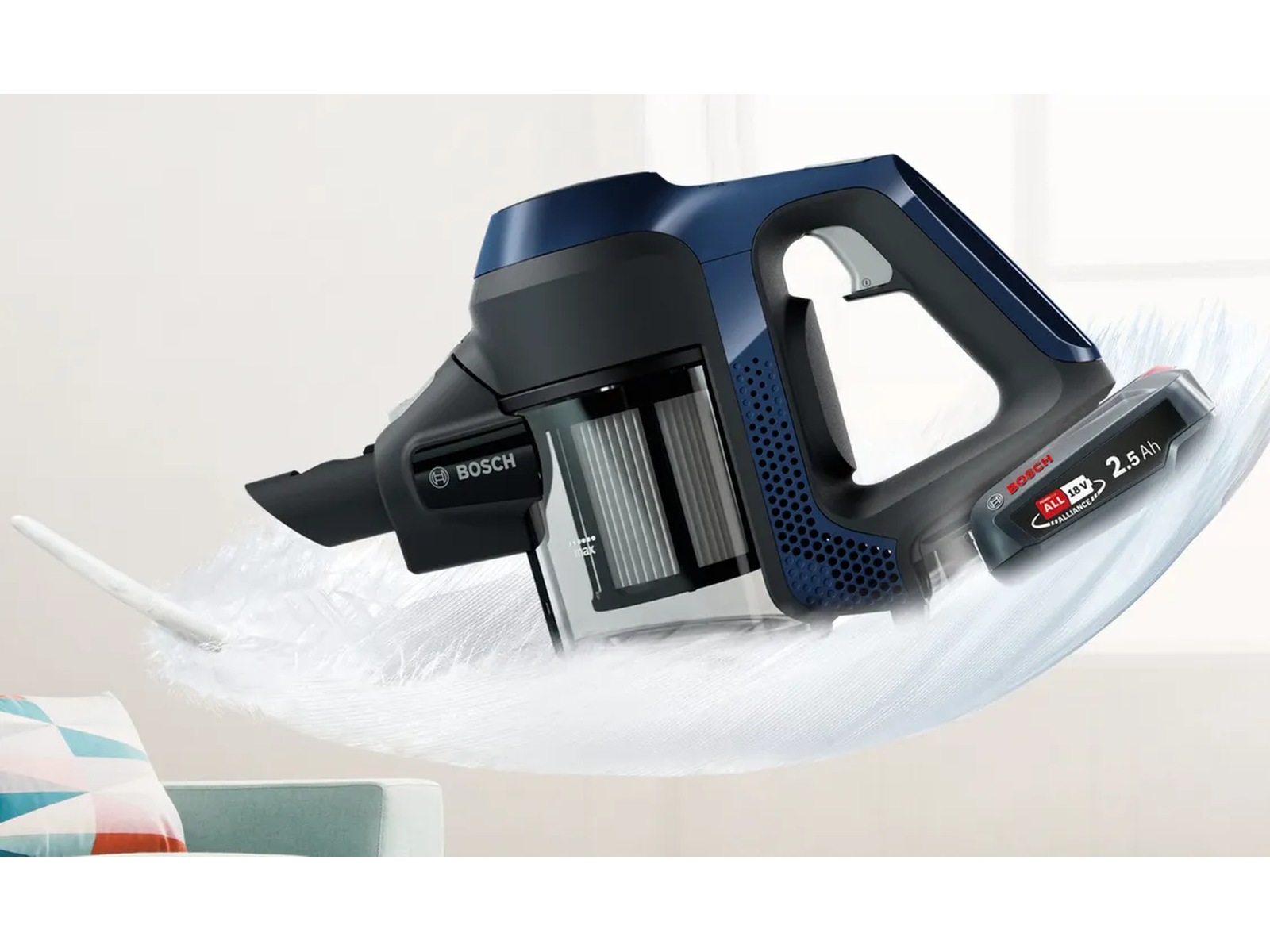 Bosch Unlimited Series 6 Uppladdningsbar dammsugare (blå) Skaftdammsugare