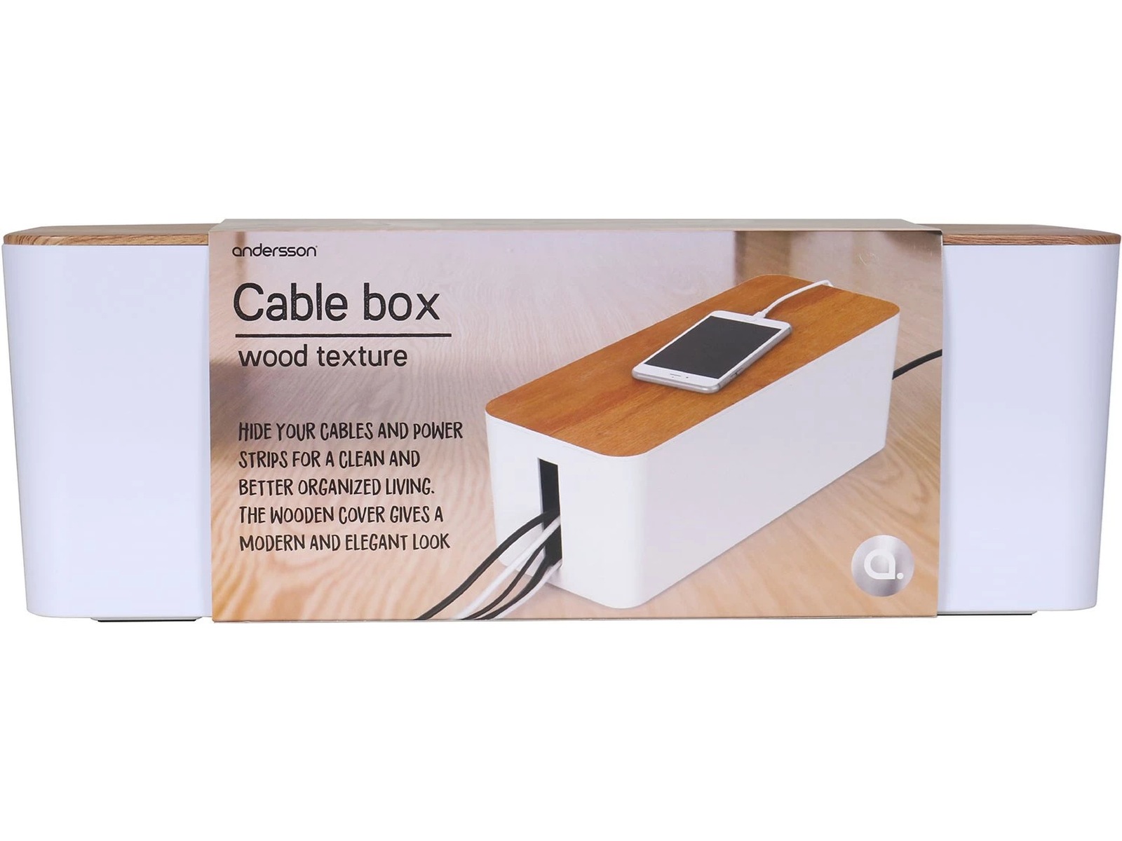 Andersson Stor kabelbox (vit/trä) Kabeldöljare och tillbehör