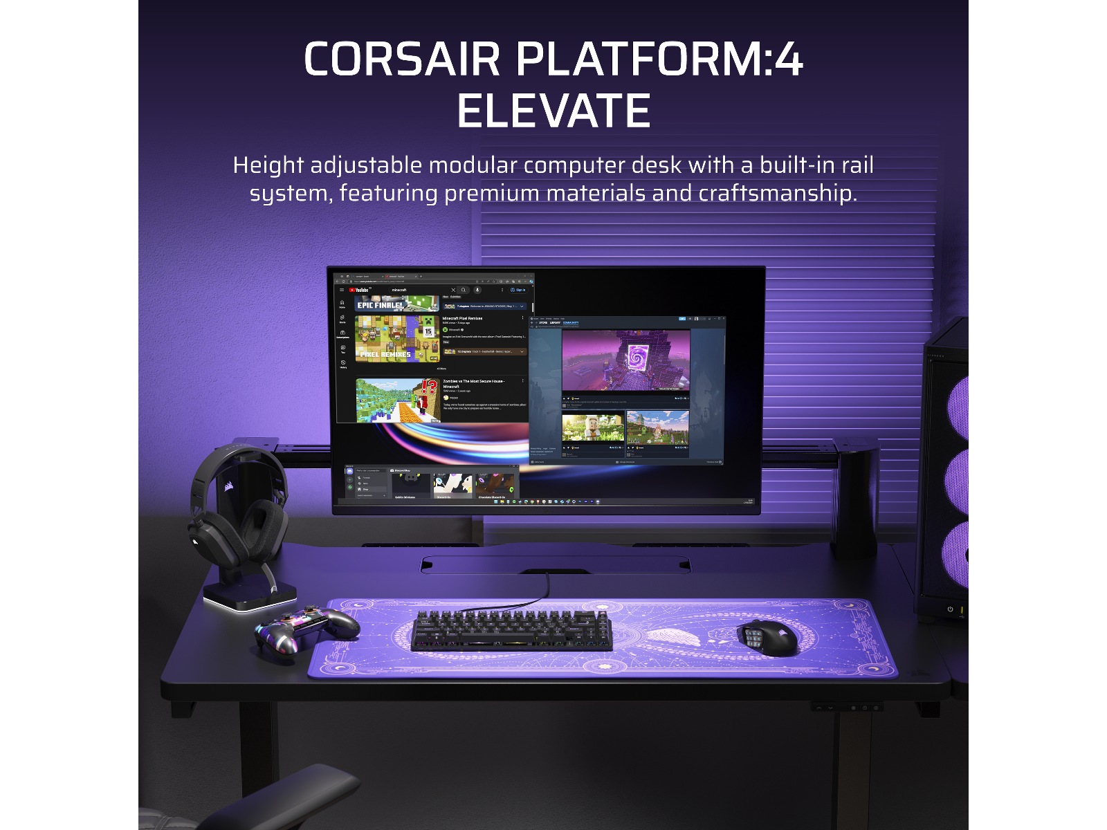 Corsair Platform:4 Elevate Skrivbord (svart/svart) Gaming desk