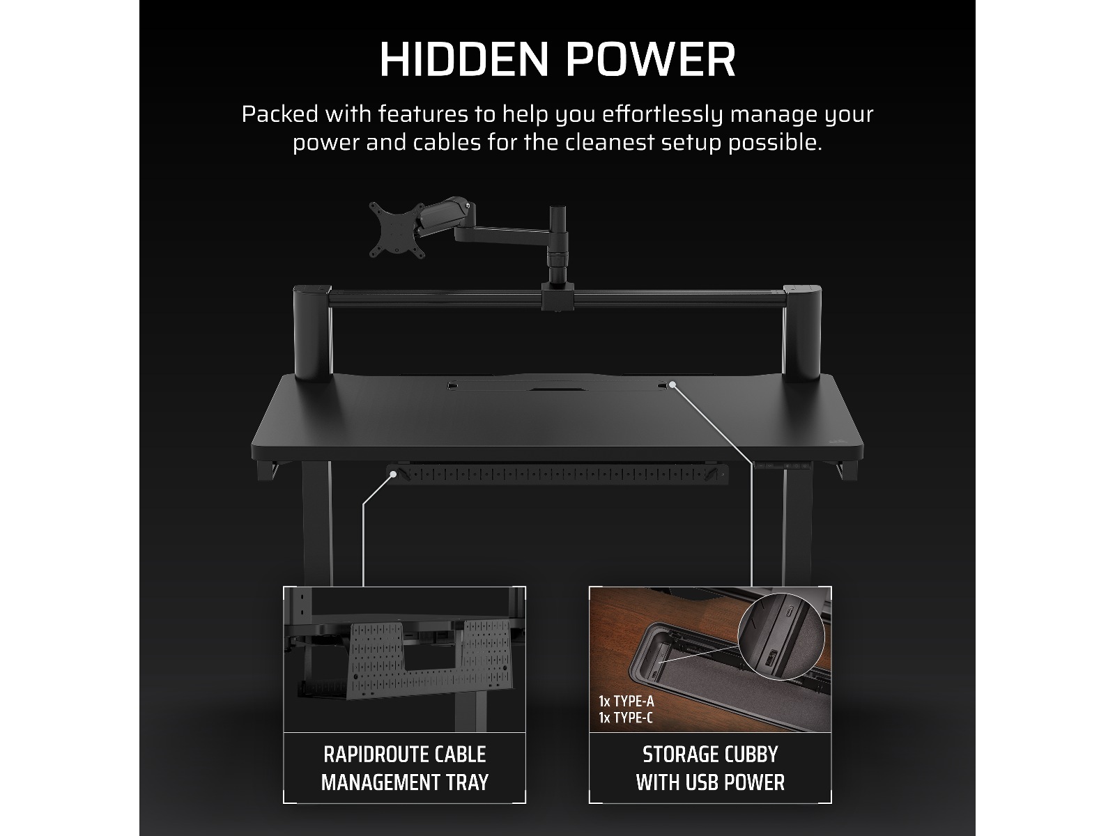 Corsair Platform:4 Elevate Skrivbord (svart/svart) Gaming desk