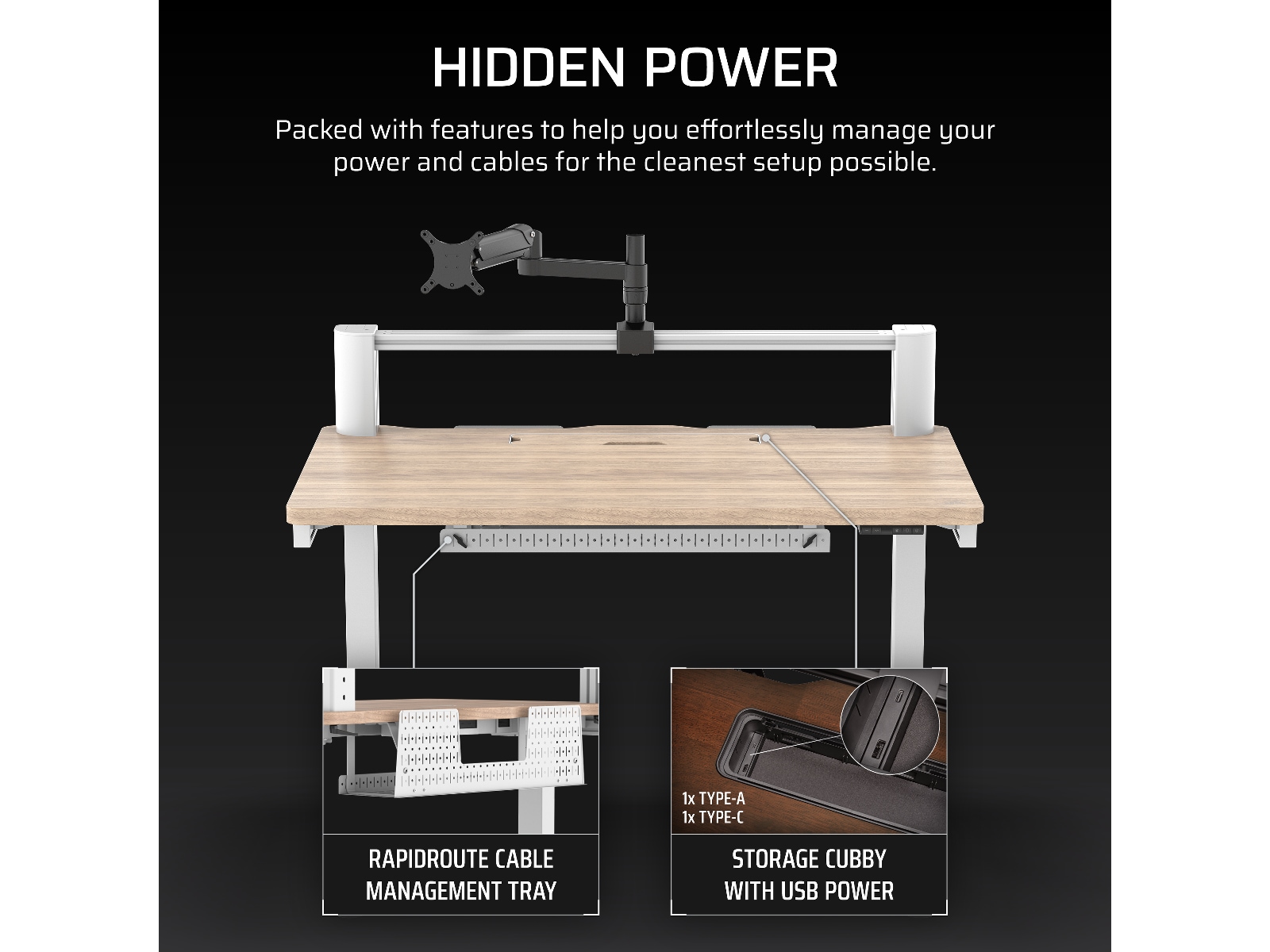 Corsair Platform:4 Elevate skrivbord (vit/ljus trä) Gaming desk