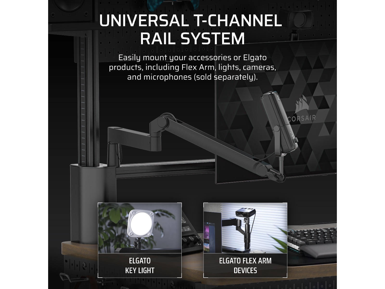 Corsair Platform:4 Elevate skrivbord (vit/ljus trä) Gaming desk