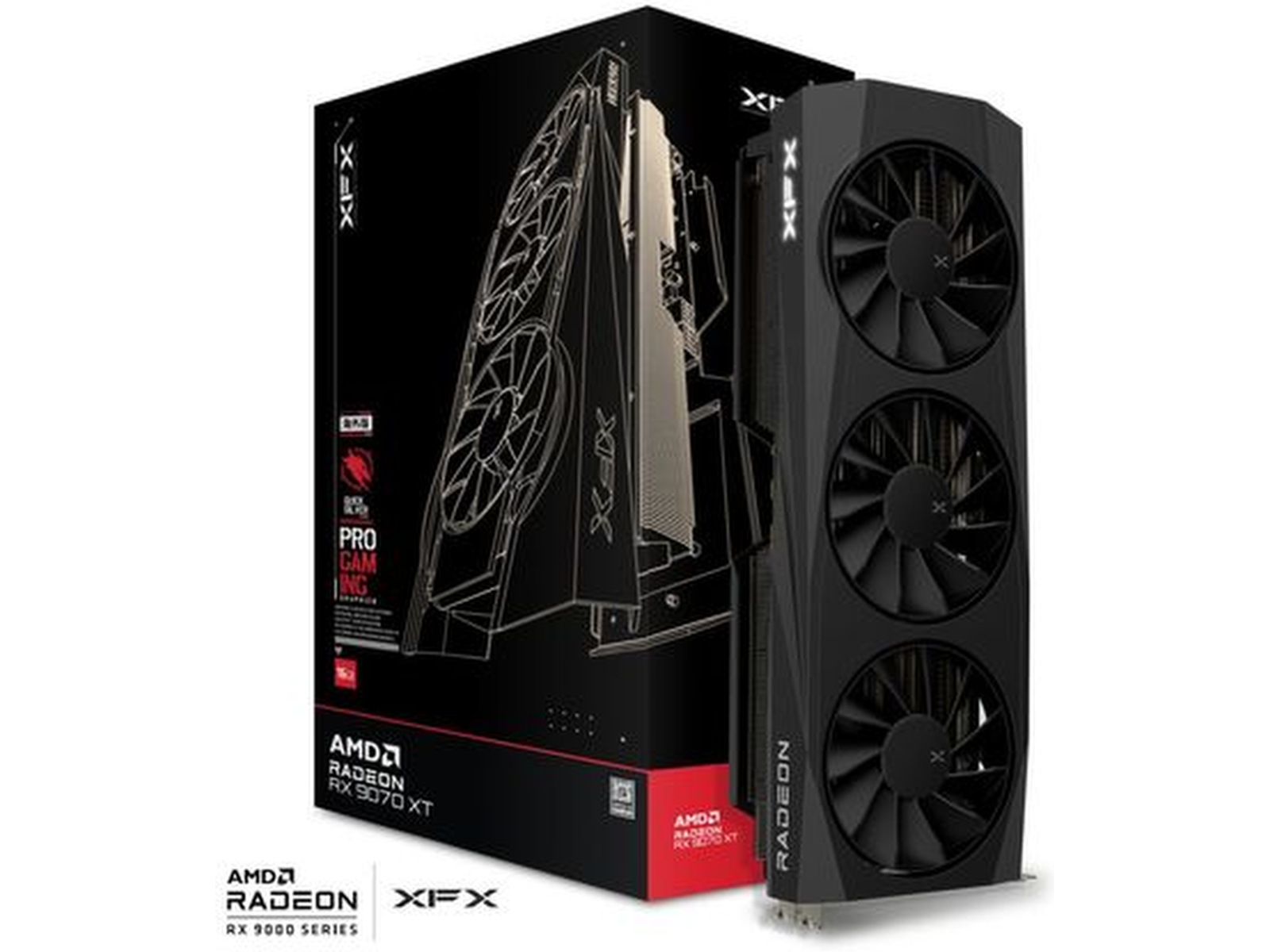 XFX Quicksilver AMD Radeon RX 9070 XT Gaming (svart) Grafikkort