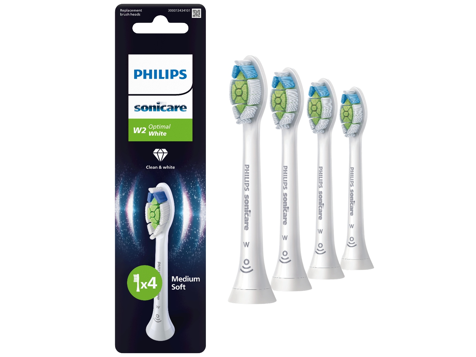 Philips Sonicare W2 Optimal White borsthuvuden (4 pack, vit) Tandborsthuvud