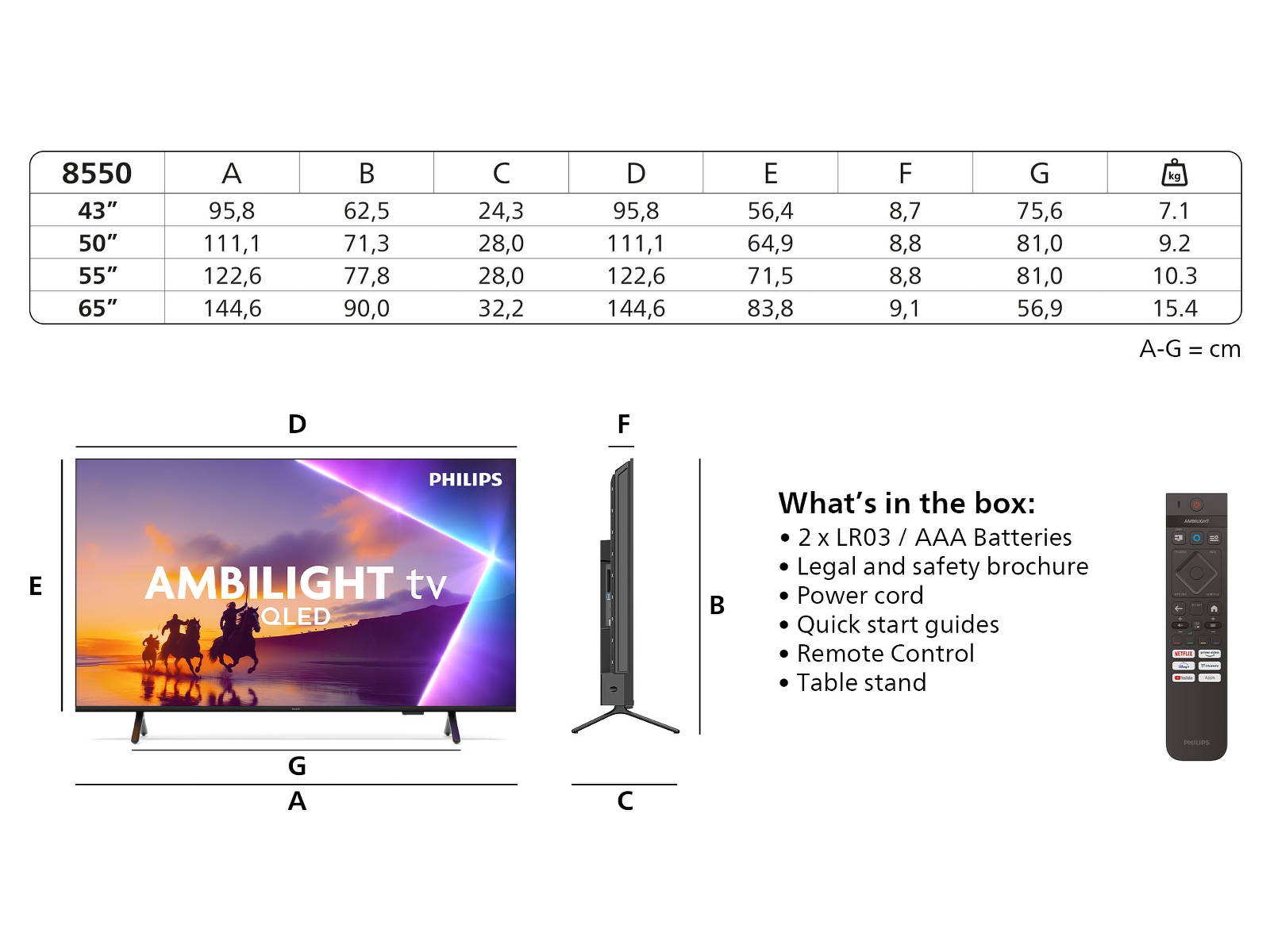 Philips 55" PUS8550/12 QLED Smart Ambilight TV (2025) 50 - 59 tums TV