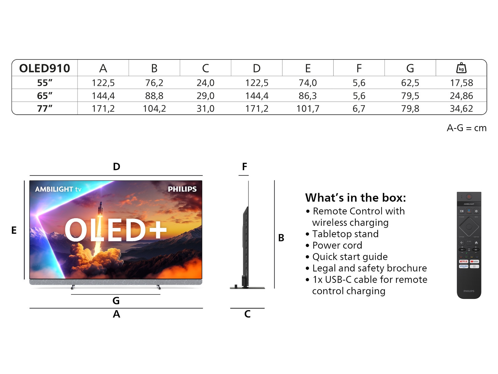 Philips 55" OLED910/12 OLED Plus Smart Ambilight AI TV (2025) 50 - 59 tums TV