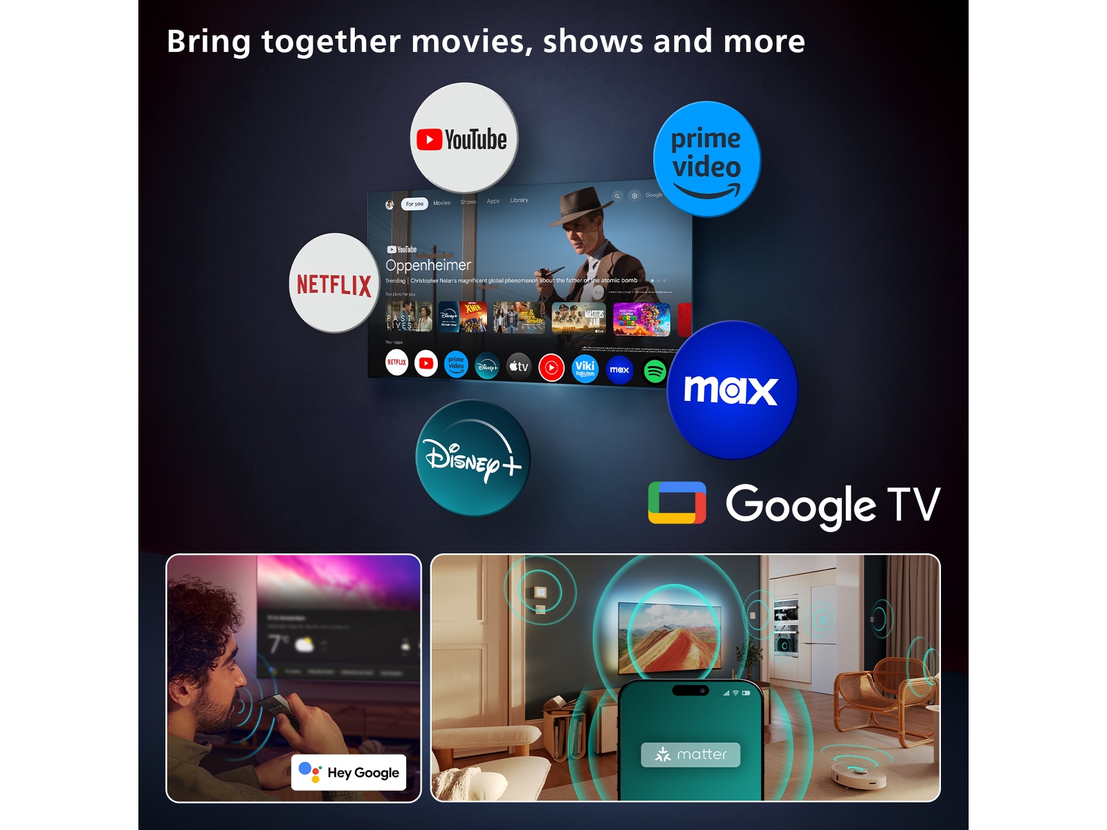 Philips 65" OLED910/12 OLED Plus Smart Ambilight AI TV (2025) 60 - 69 tums TV