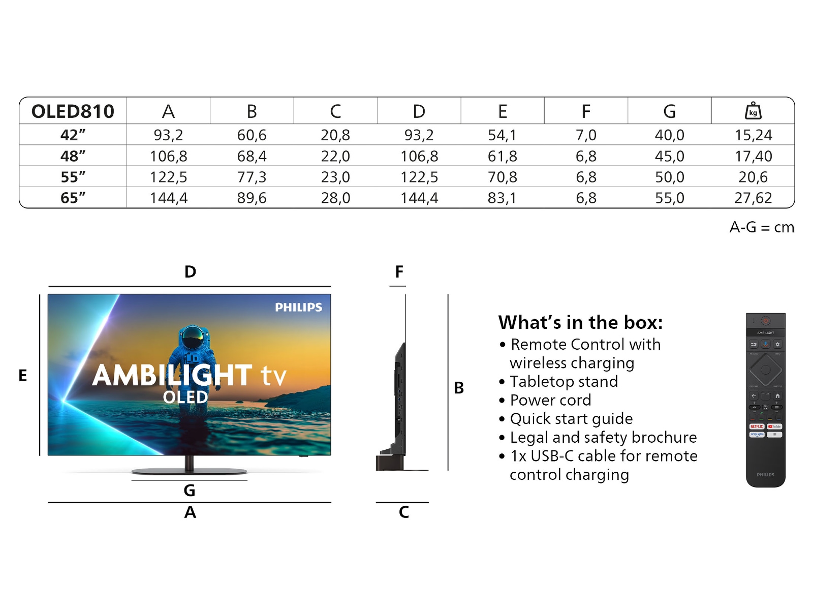 Philips 65" OLED810/12 OLED Smart Ambilight AI TV (2025) 60 - 69 tums TV