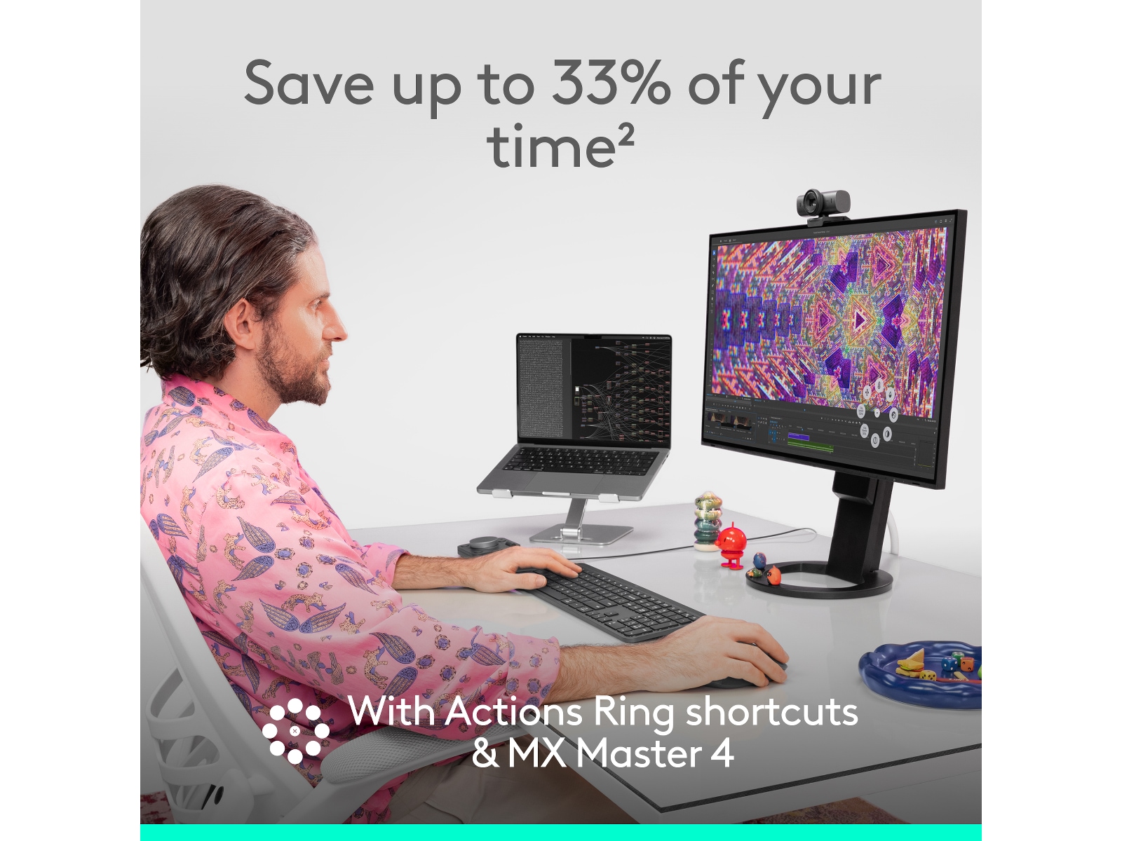Logitech MX Master 4 Trådlös Ergonomisk Mus (ljusgrå) Mus