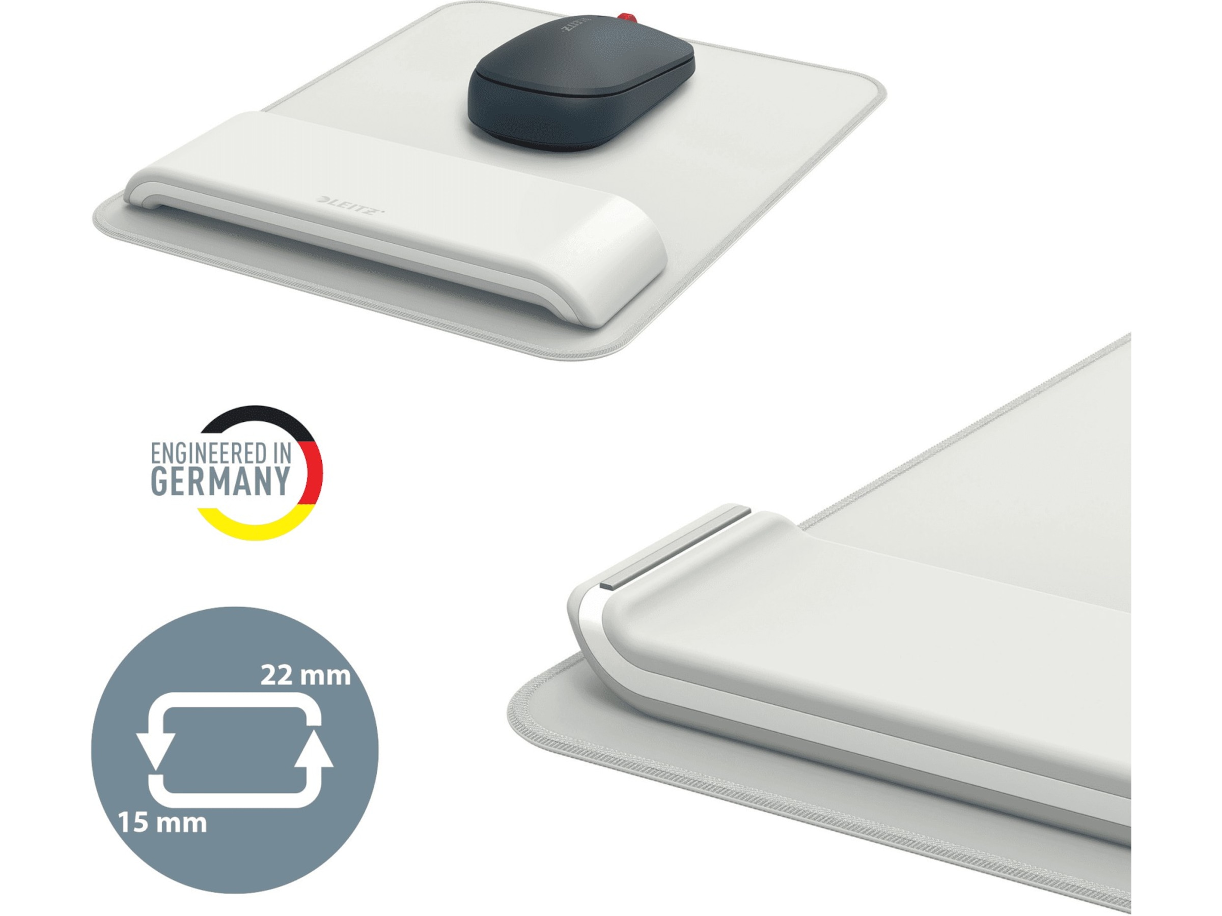 Leitz Ergo musmatta med handledsstöd (ljusgrå) Handledsstöd