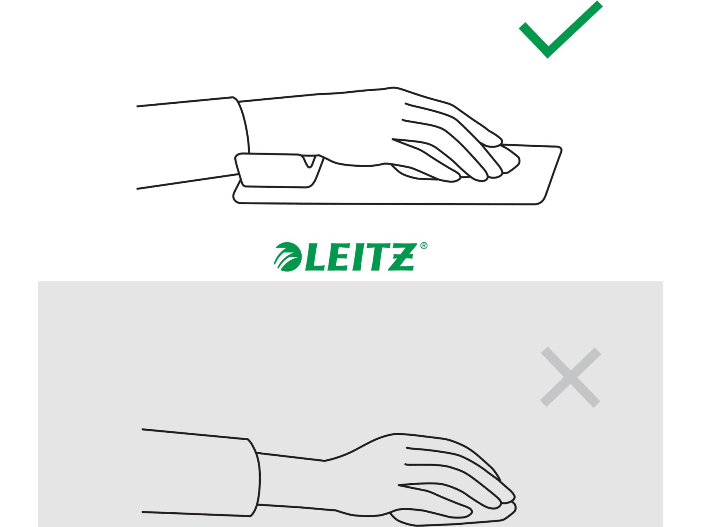 Leitz Ergo musmatta med handledsstöd (ljusgrå) Handledsstöd