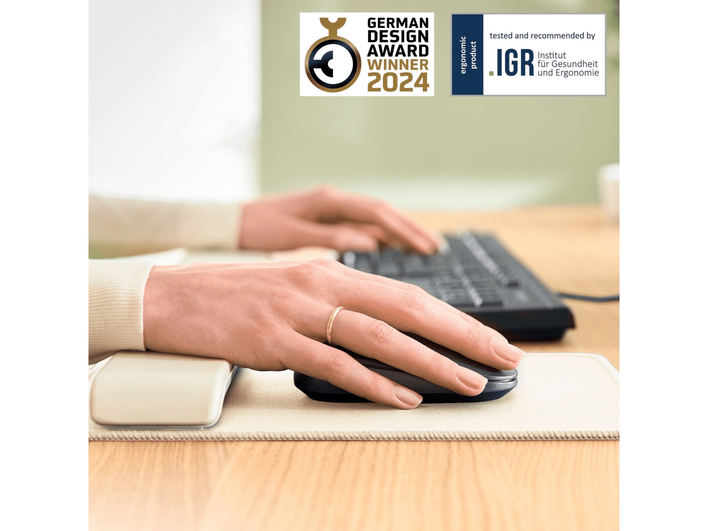 Leitz Ergo musmatta med handledsstöd (ljusgrå) Handledsstöd